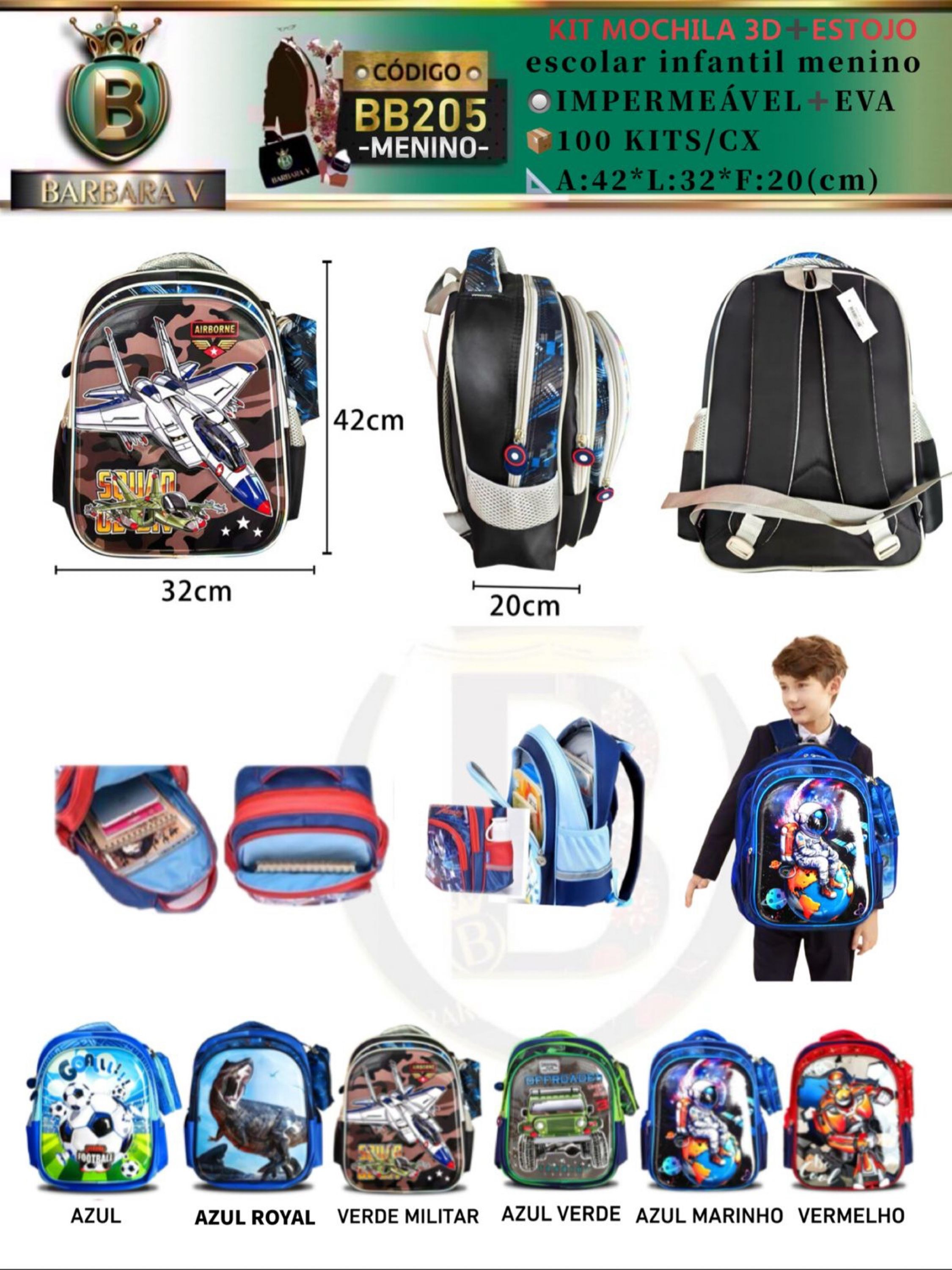 BARBARA V/KIT MOCHILA MENINO 3D+ ESTOJO Infantil 3D(BB205)