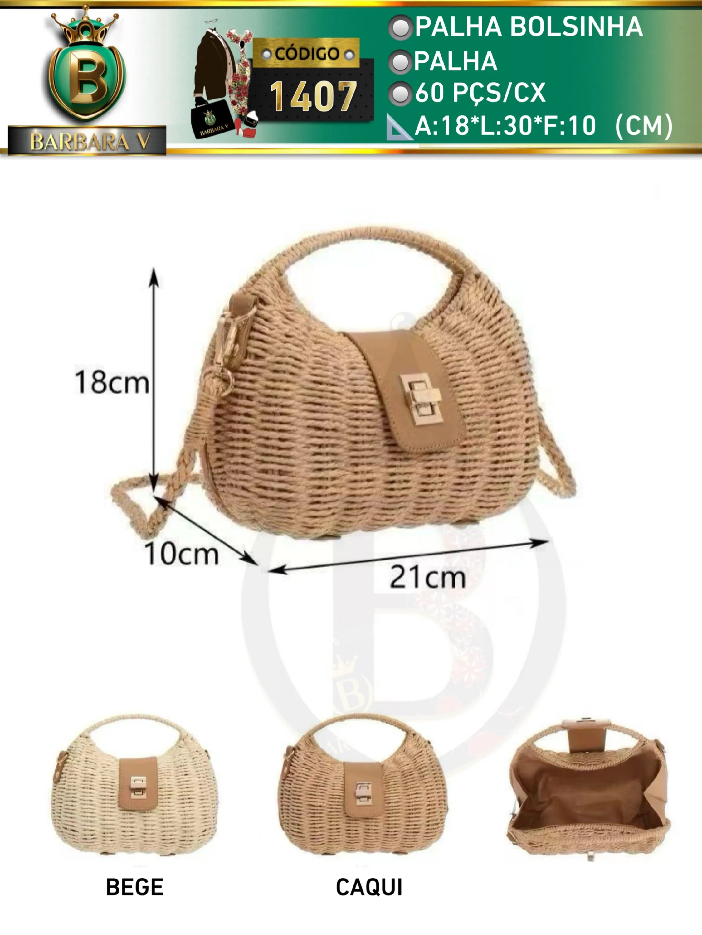 BARBARA V BOLSAS/bolsinha palha(MH1407)