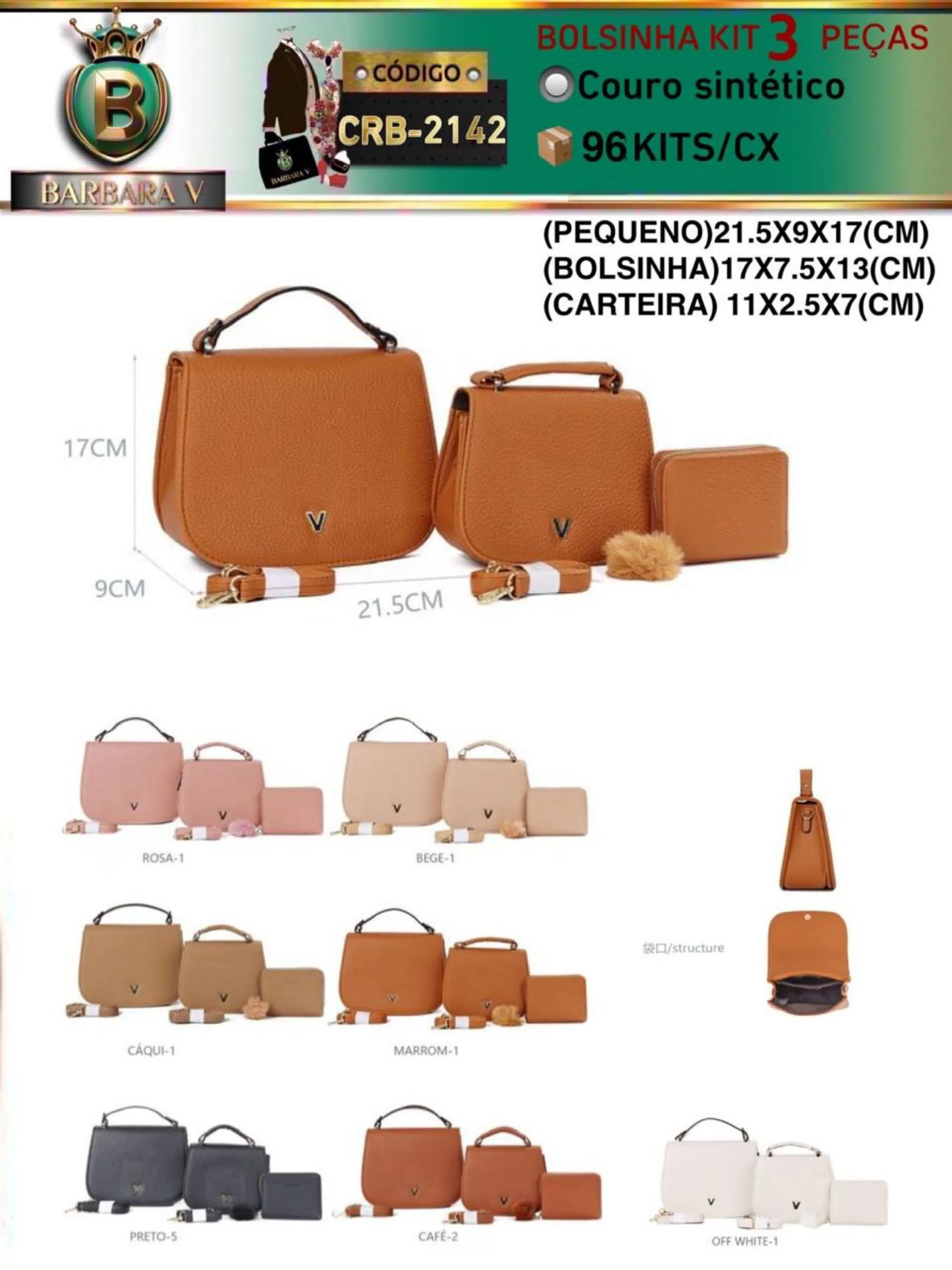 BARBARA V BOLSAS/bolsinha kit 3 peças(CRB-2142)