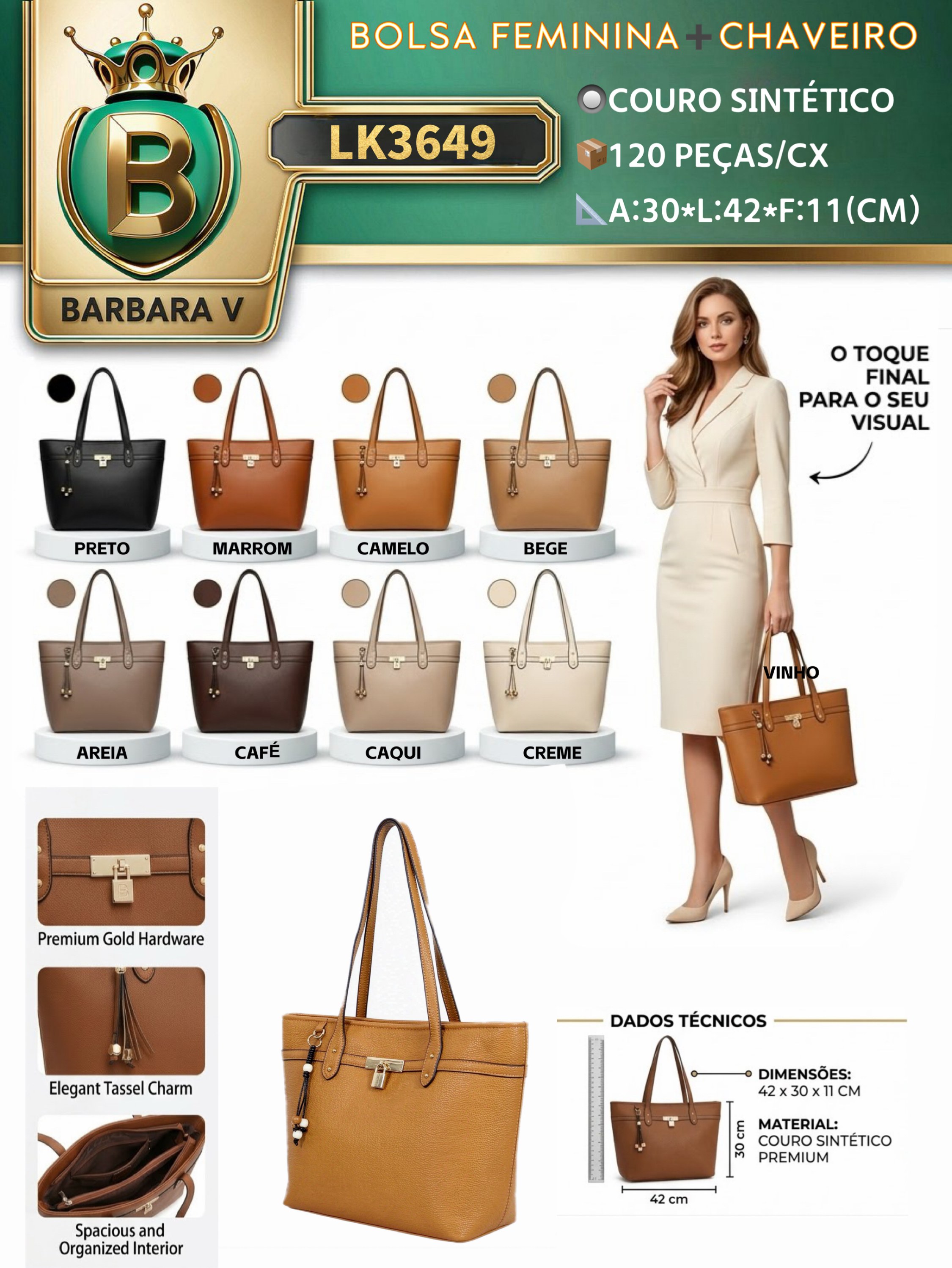 BARBARA V BOLSAS/  bolsa feminina (LK3649)