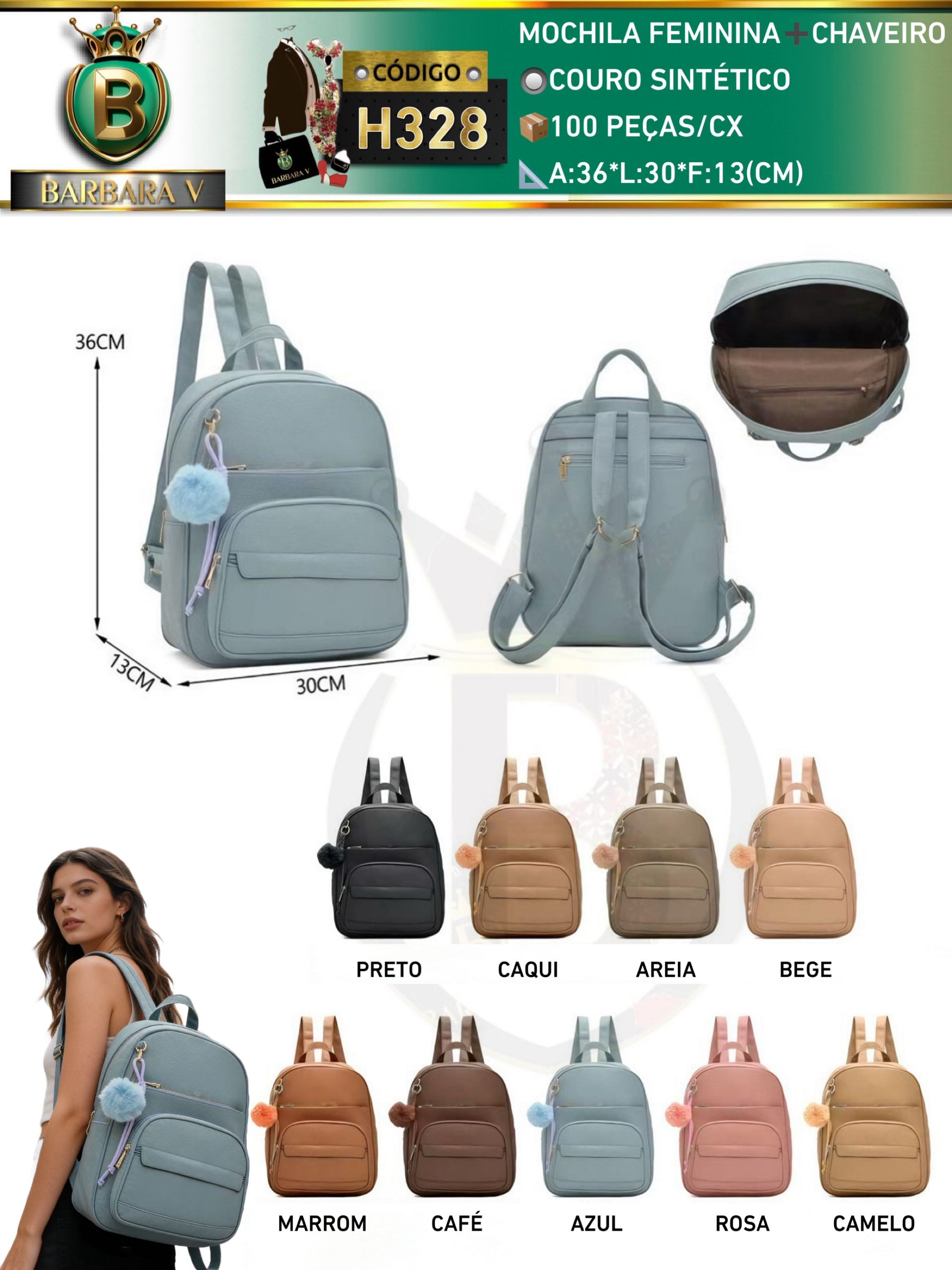 BARBARA V BOLSAS/MOCHILA FEMININA COM CHAVEIRO (H328)