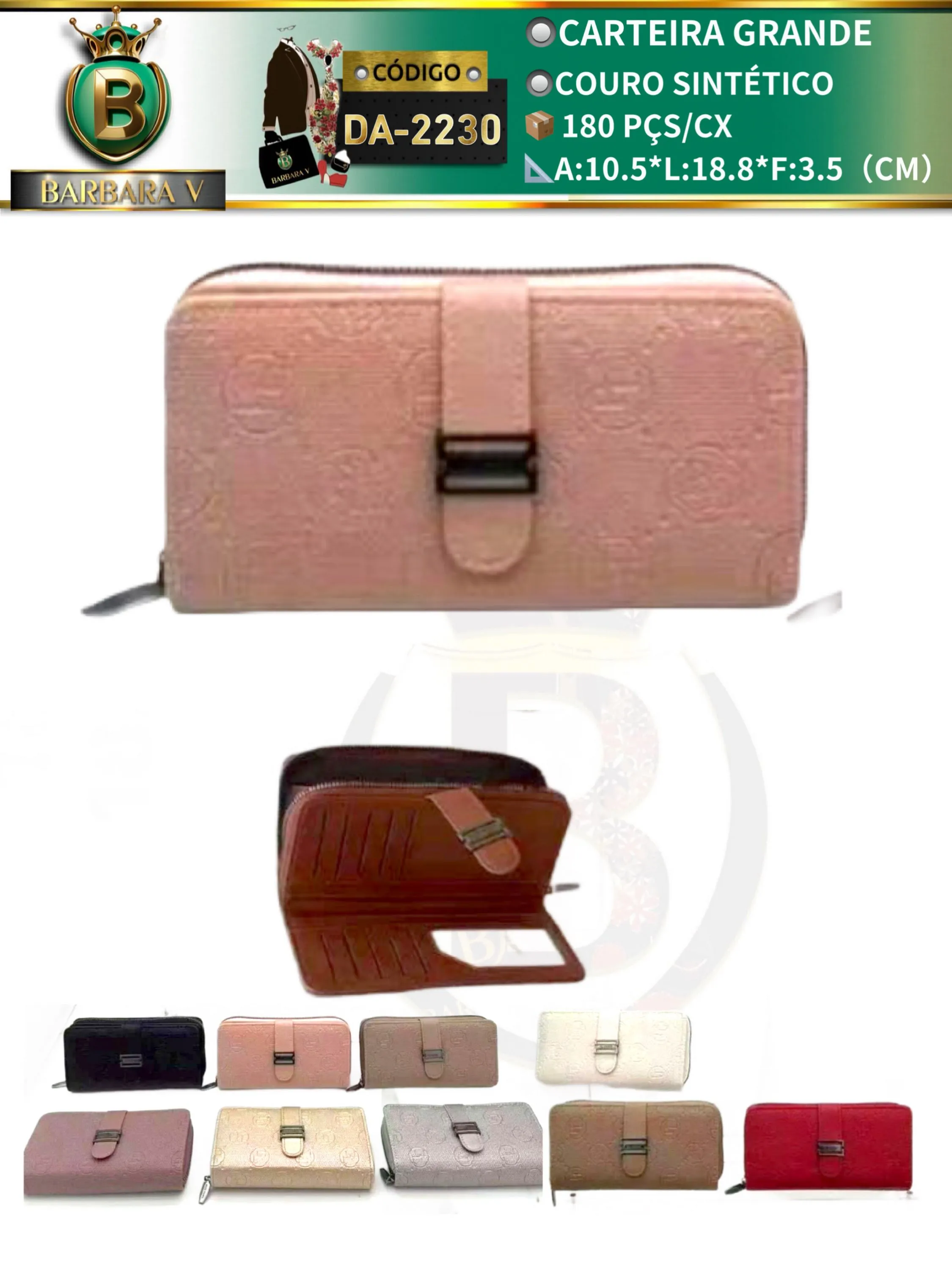 carteira grande feminina 2 peças cor aleatório (DA-2230)