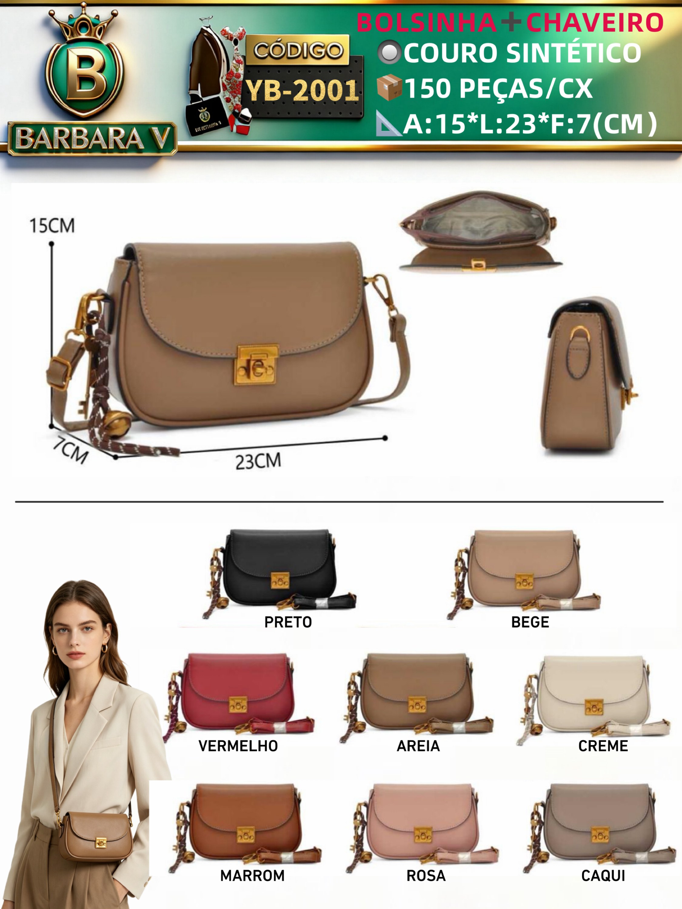 BARBARA B BOLSAS/bolsinha feminina com chaveiro(YB-2001)