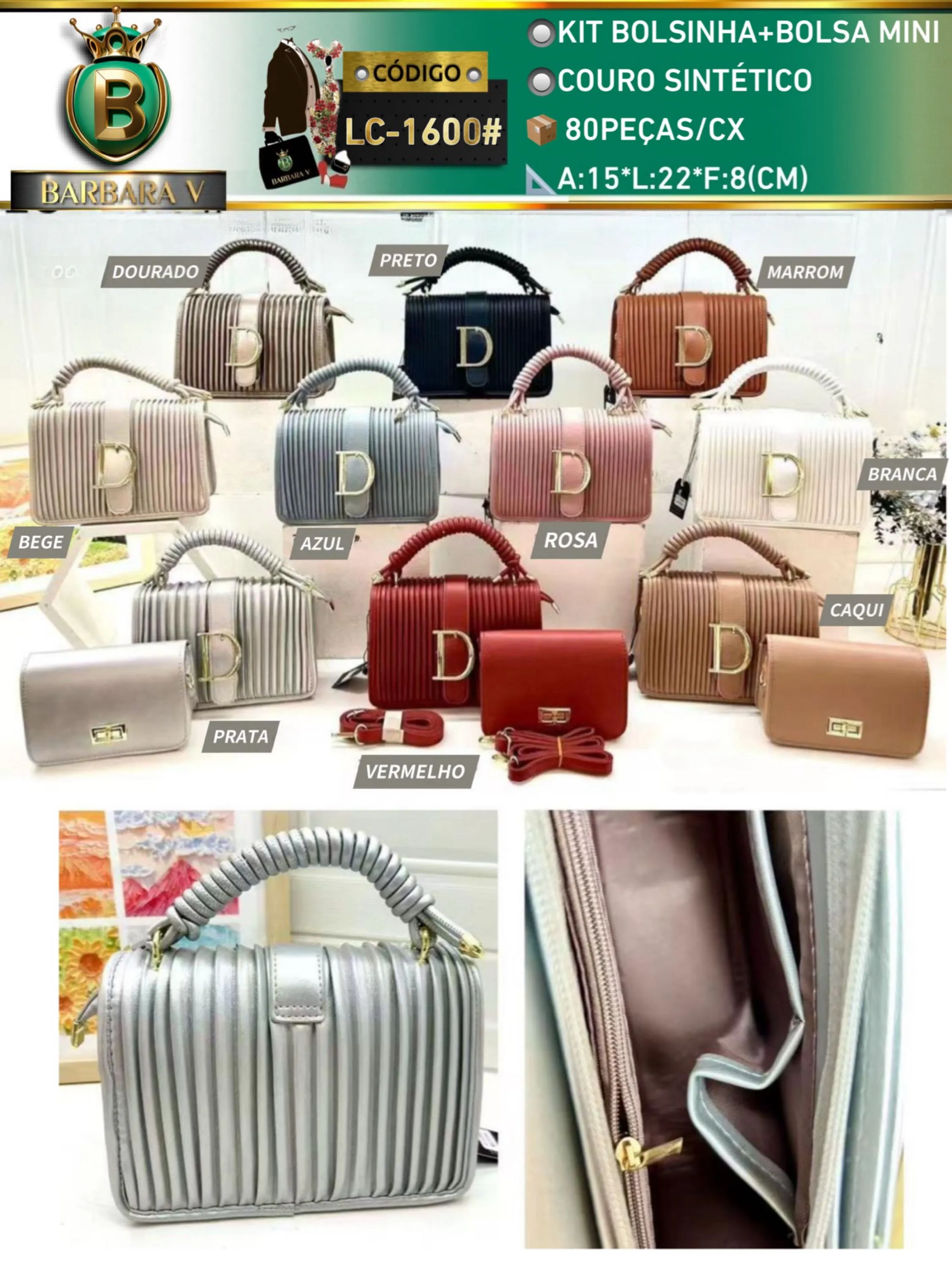 BARBARA V BOLSAS/Bolsinha kit 2 peças (LC-1600#)