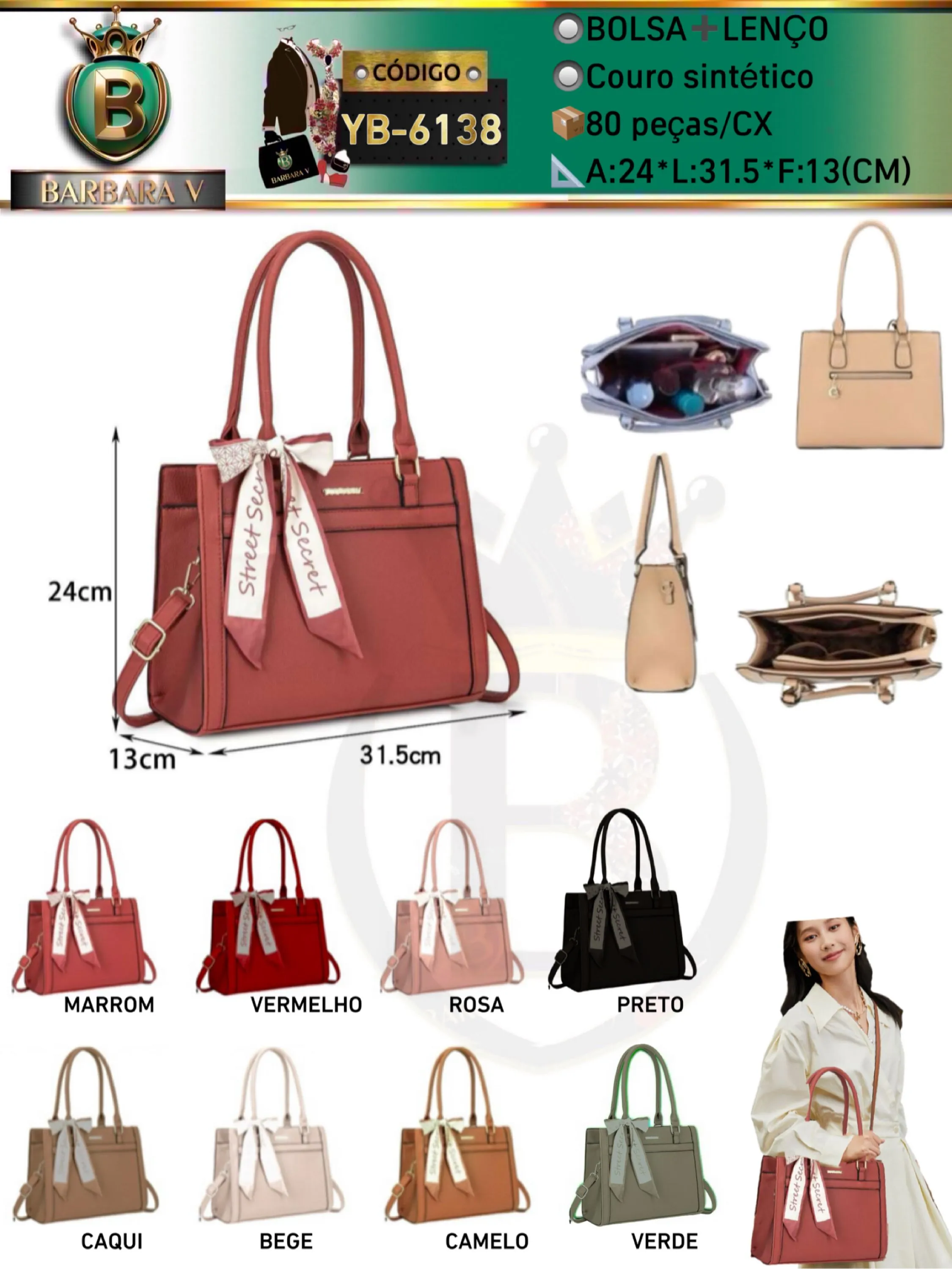 BARBARA V BOLSAS/bolsa com  lenço (YB-6138)