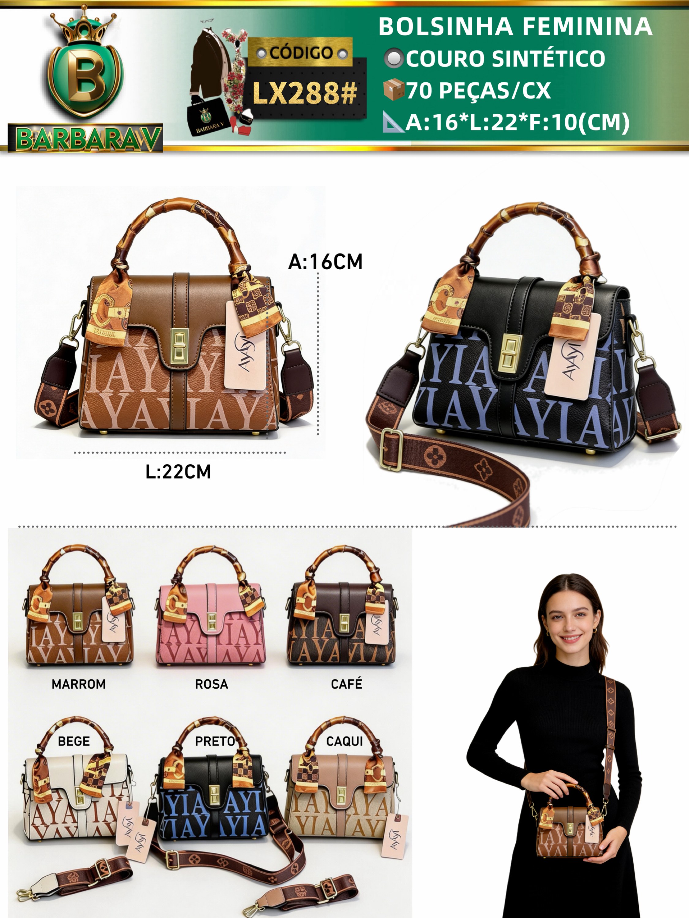 BARBARA V BOLSAS:bolsinha feminina(LX288#)