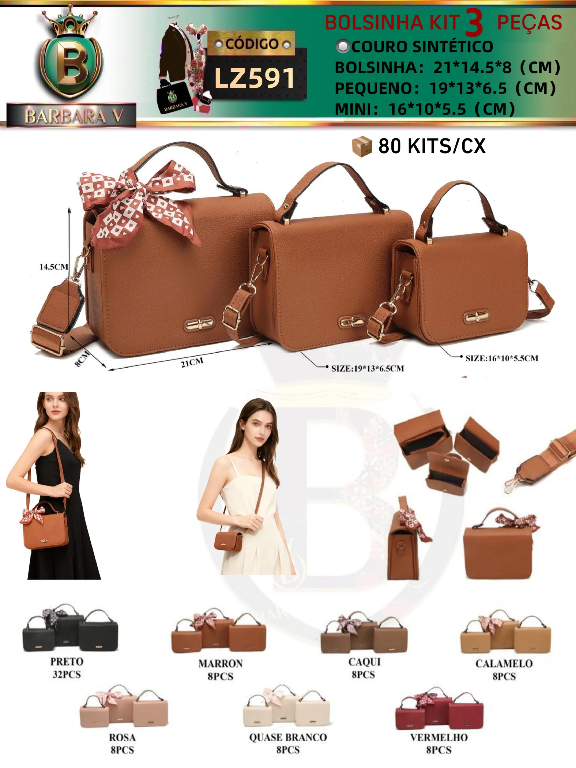 BARBARA V/Bolsinha kit 3 peças(LZ591)