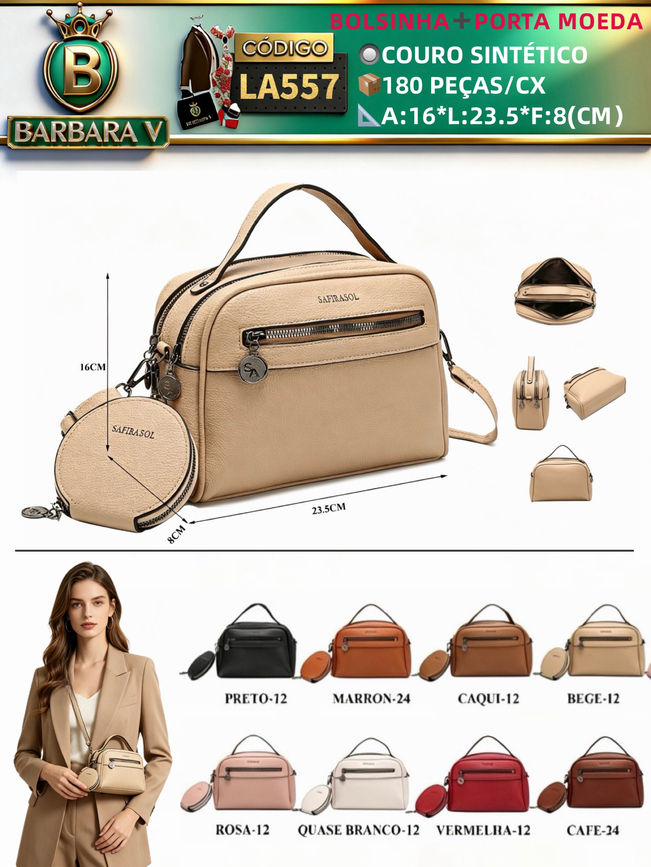 BARBARA V BOLSAS/Bolsinha com porta moeda(LA557)