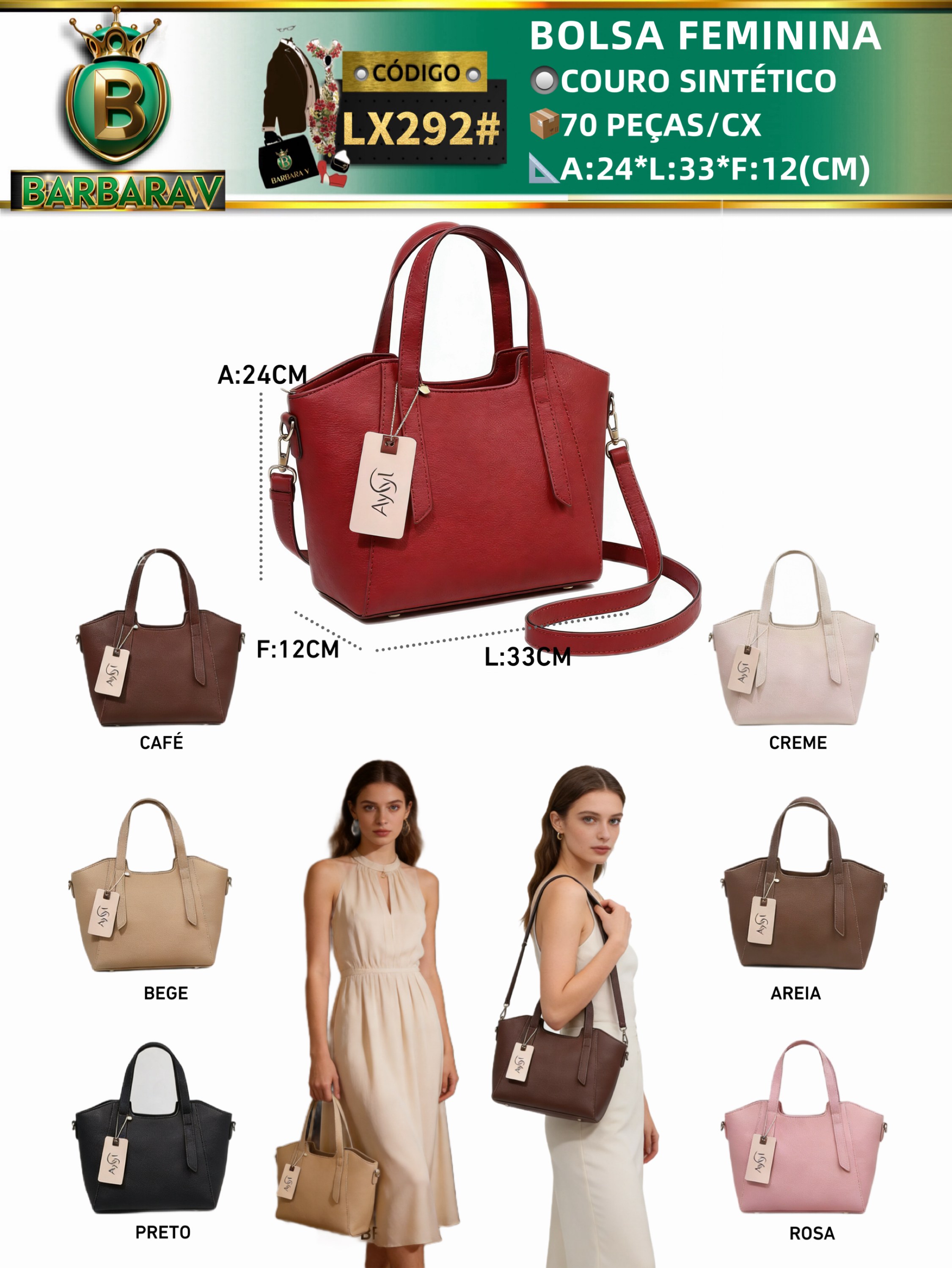 BARBARA V BOLSAS/bolsa feminina(LX292#)