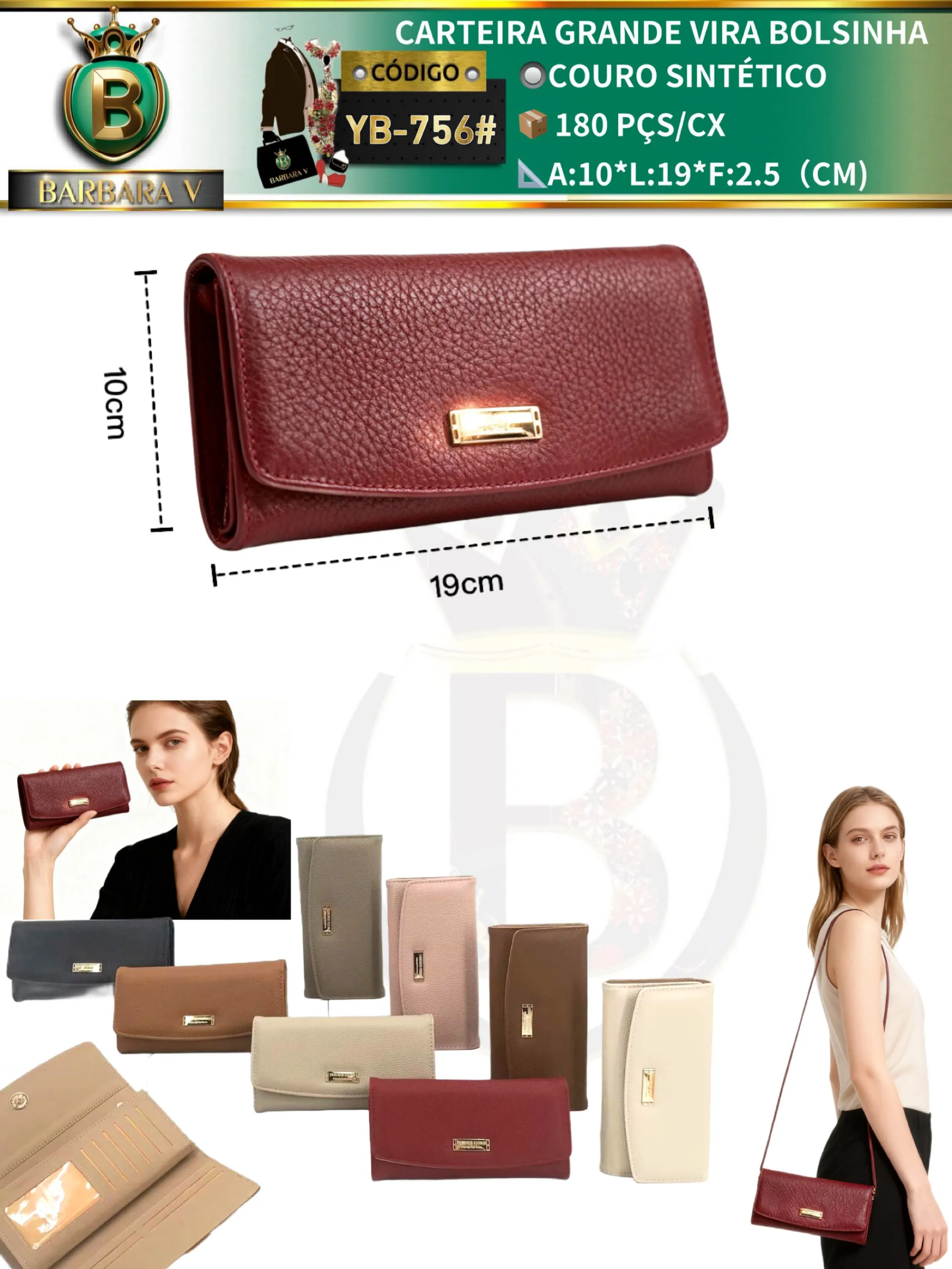 CARTEIRA VIRA BOLSINHA 2 peças cor aleatório(YB-756#)