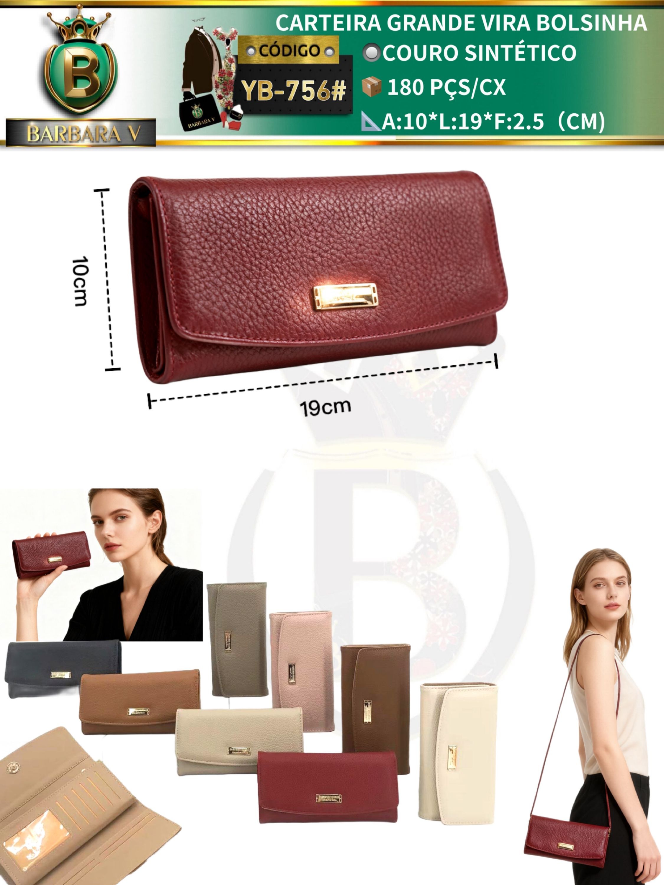 CARTEIRA VIRA BOLSINHA 2 peças cor aleatório(YB-756#)