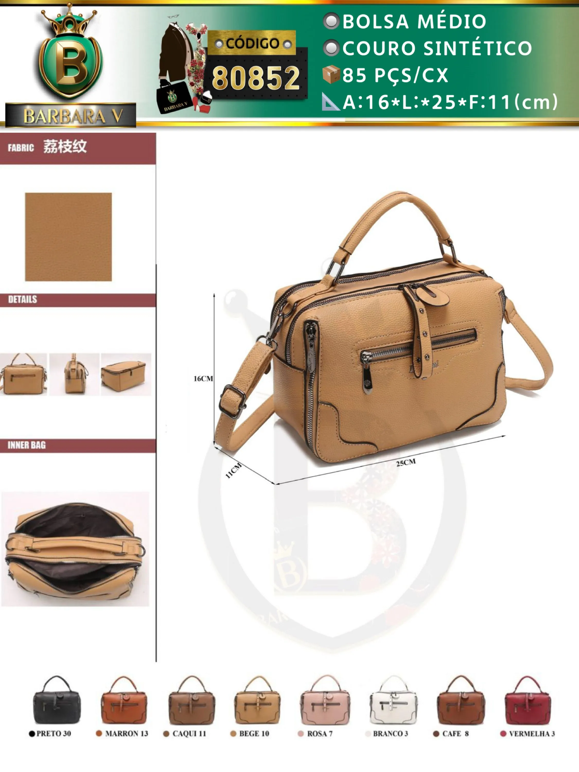 BARBARA V BOLSAS/bolsa médio feminina（80852）