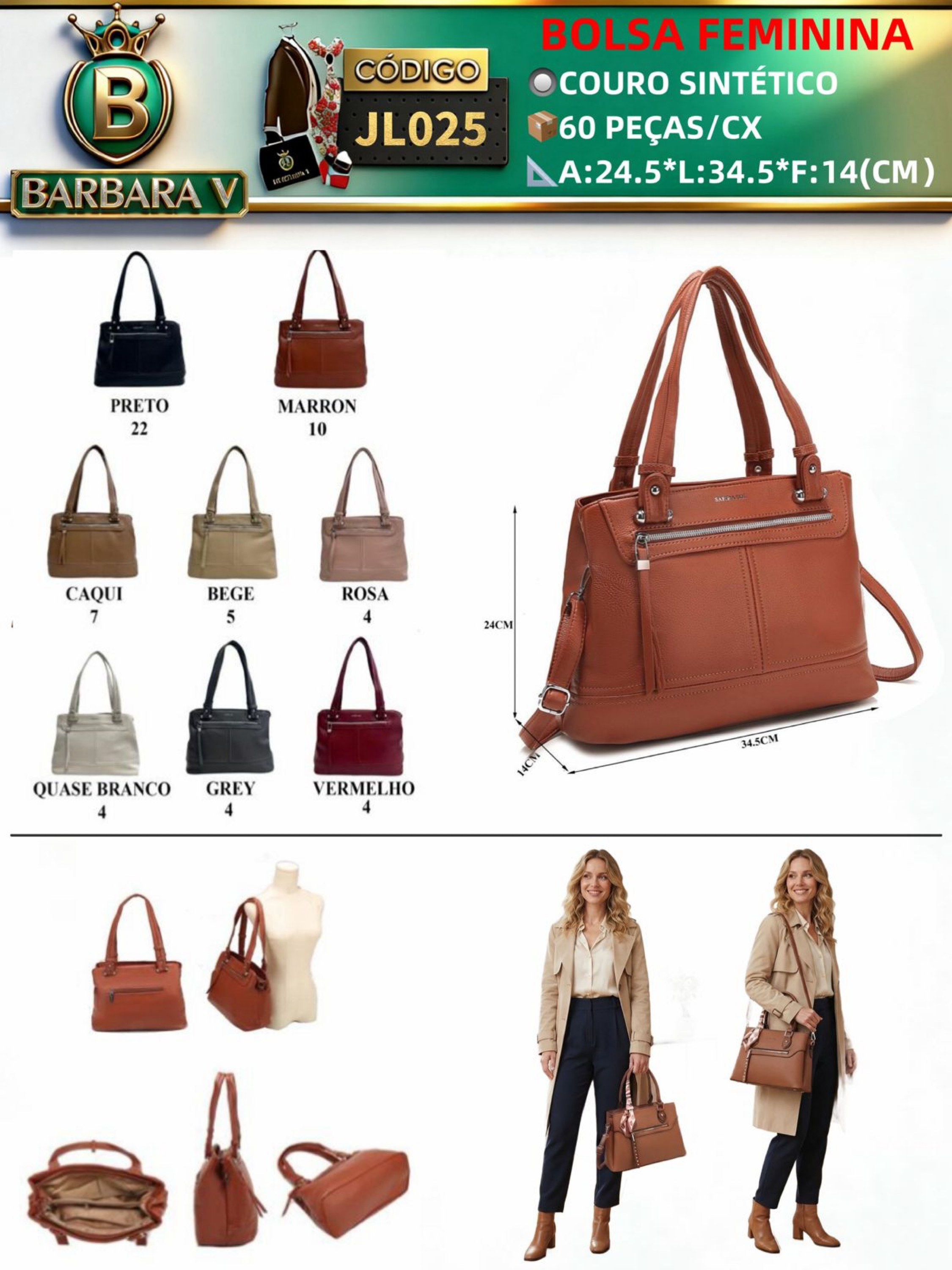 BARBARA V BOLSAS/ Bolsa Feminina Grande  JL025