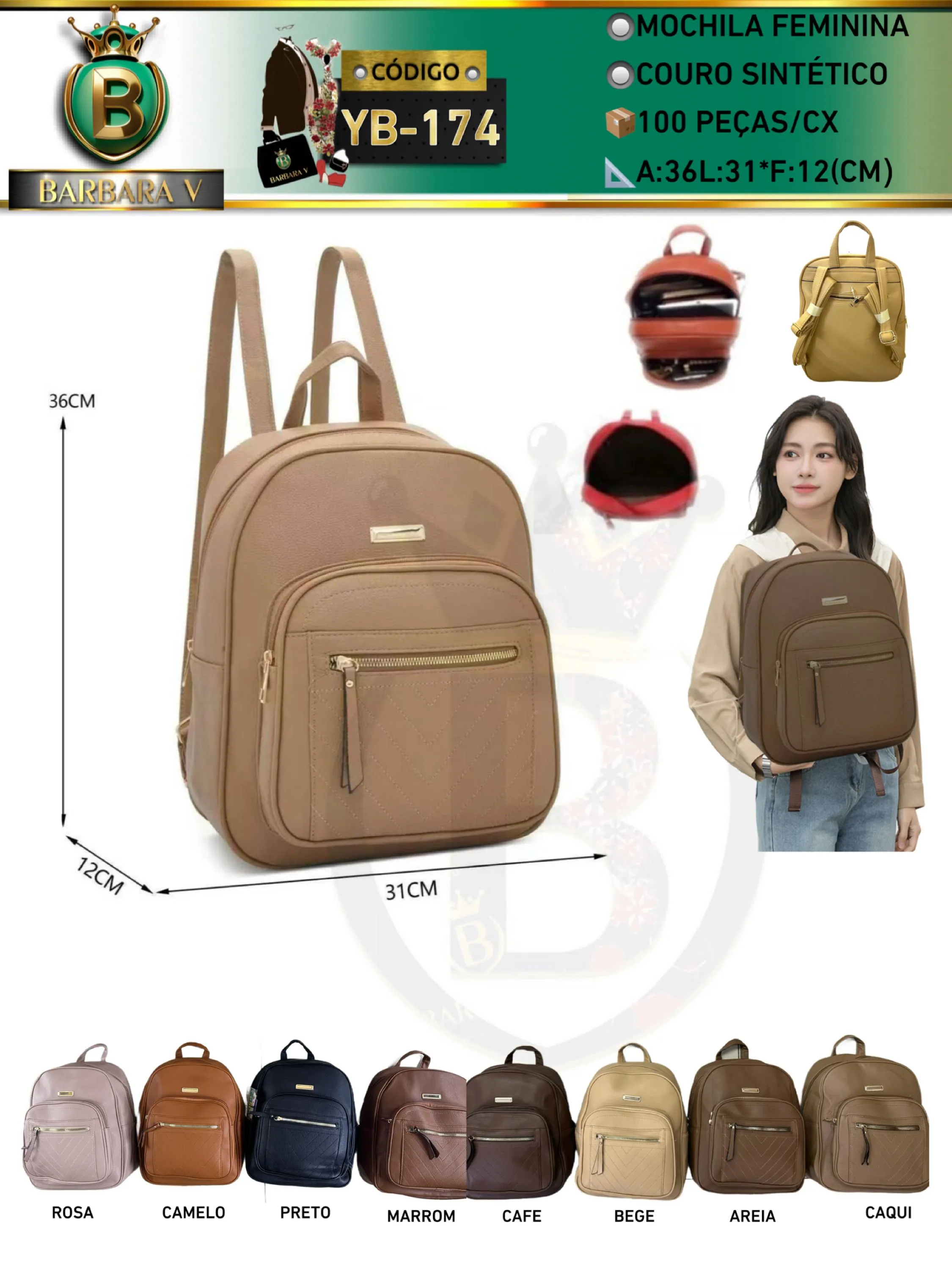 BARBARA V BOLSAS/mochila feminina(YB-174)