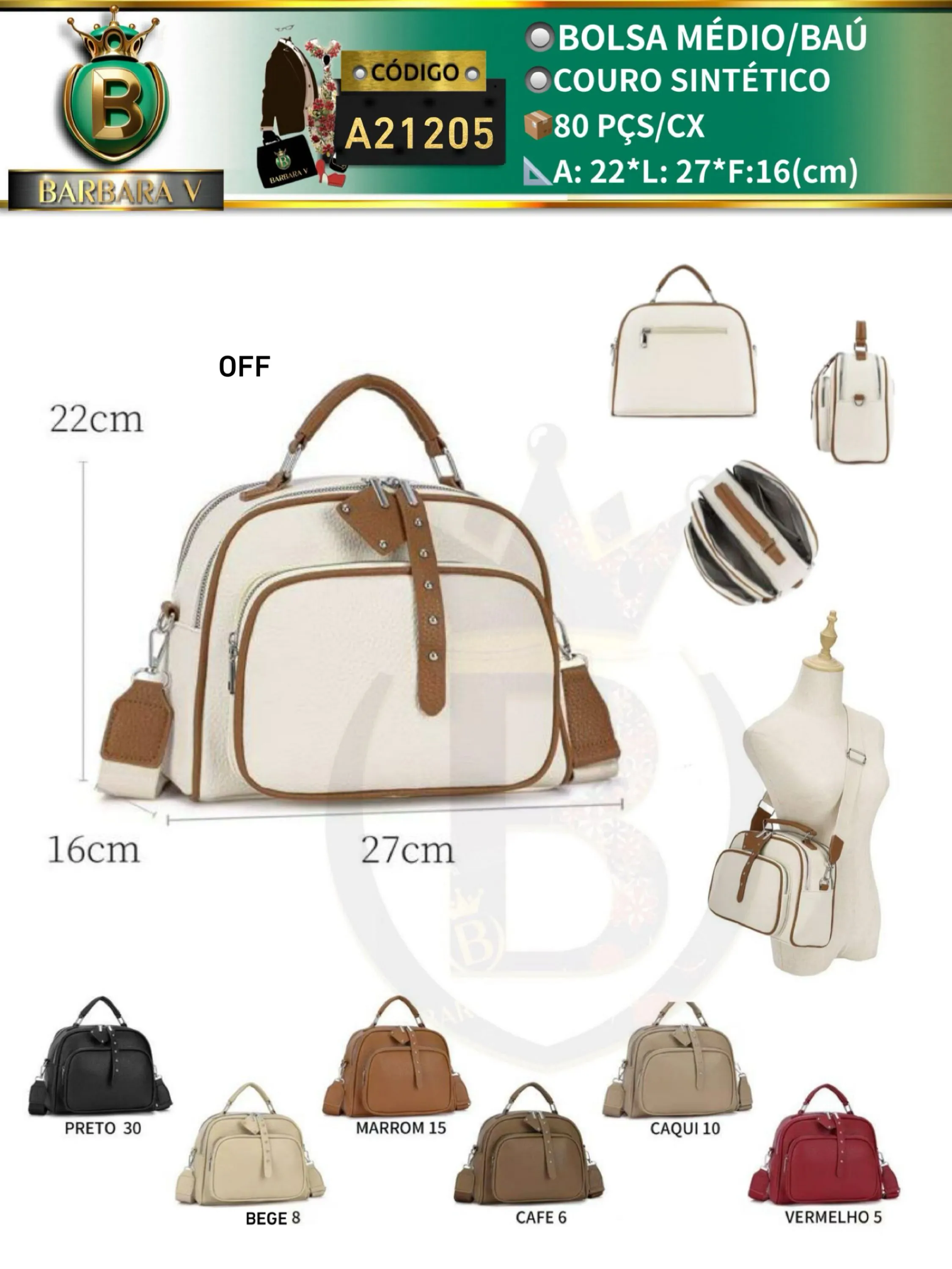 BARBARA V BOLSAS/bolsa médio (A21205)
