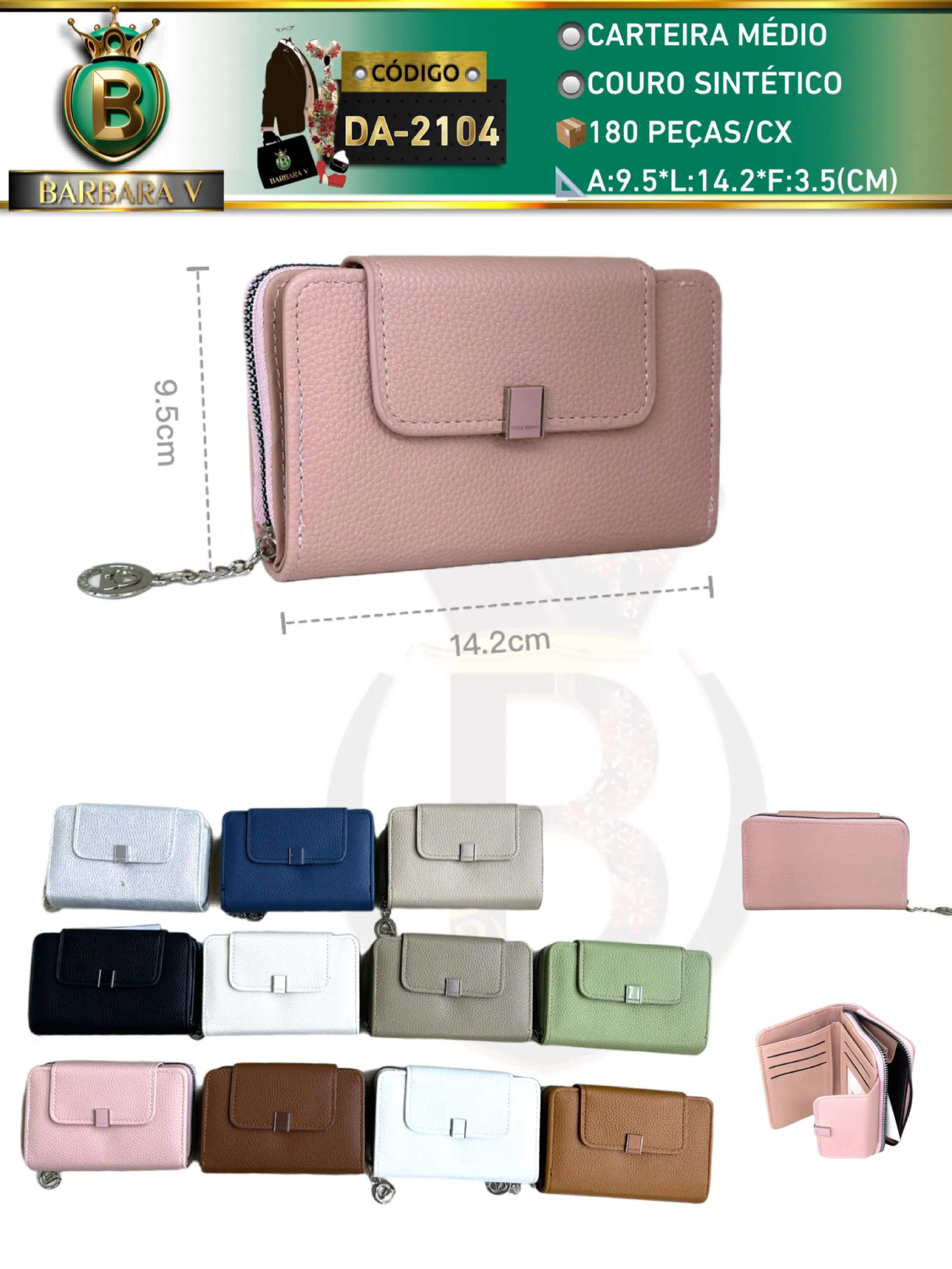 Carteira feminina medio  2 peças cor aleatório(DA-2104)