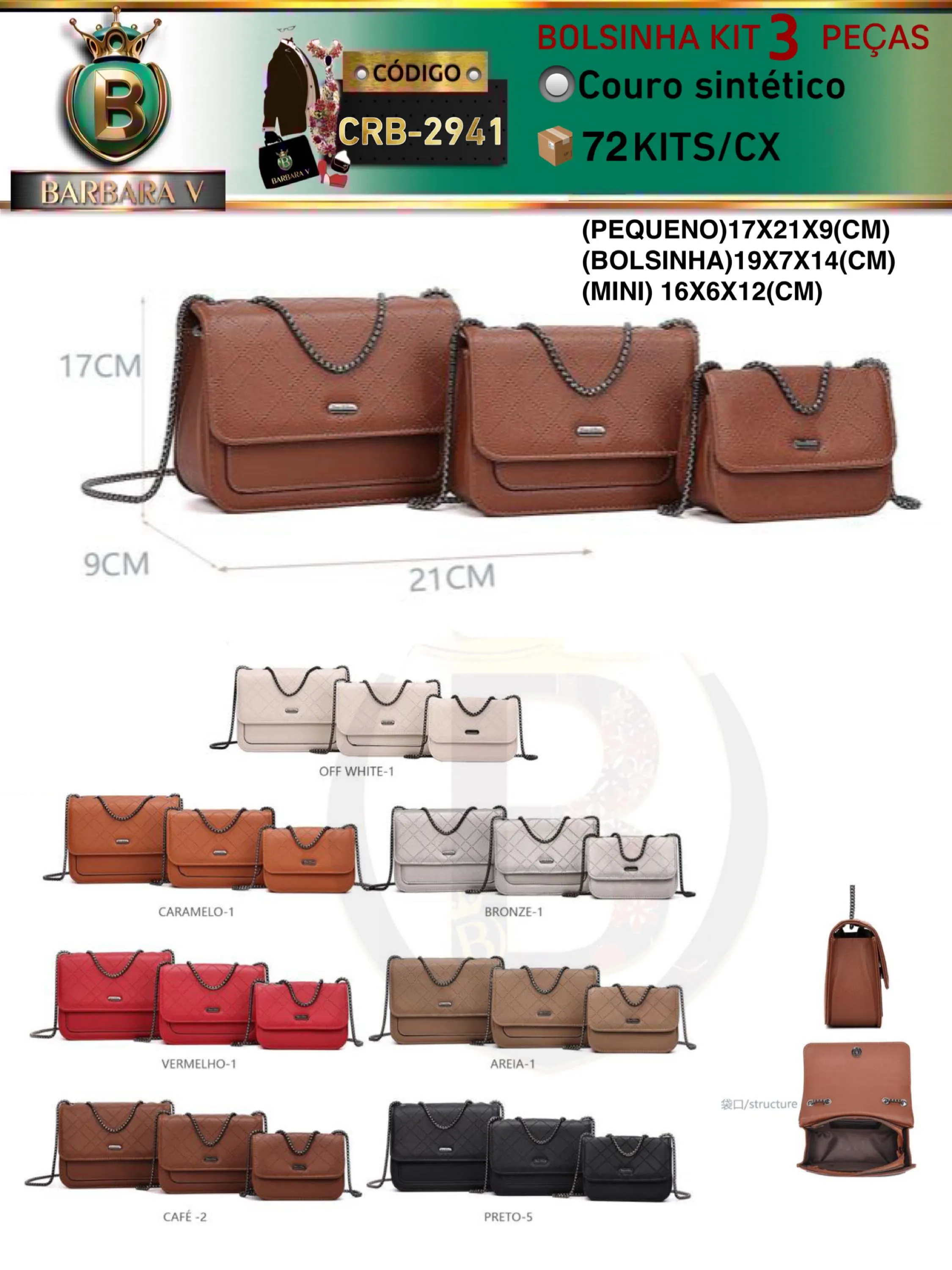 BARBARA V BOLSAS/bolsinha kit 3 peças(CRB-2914)