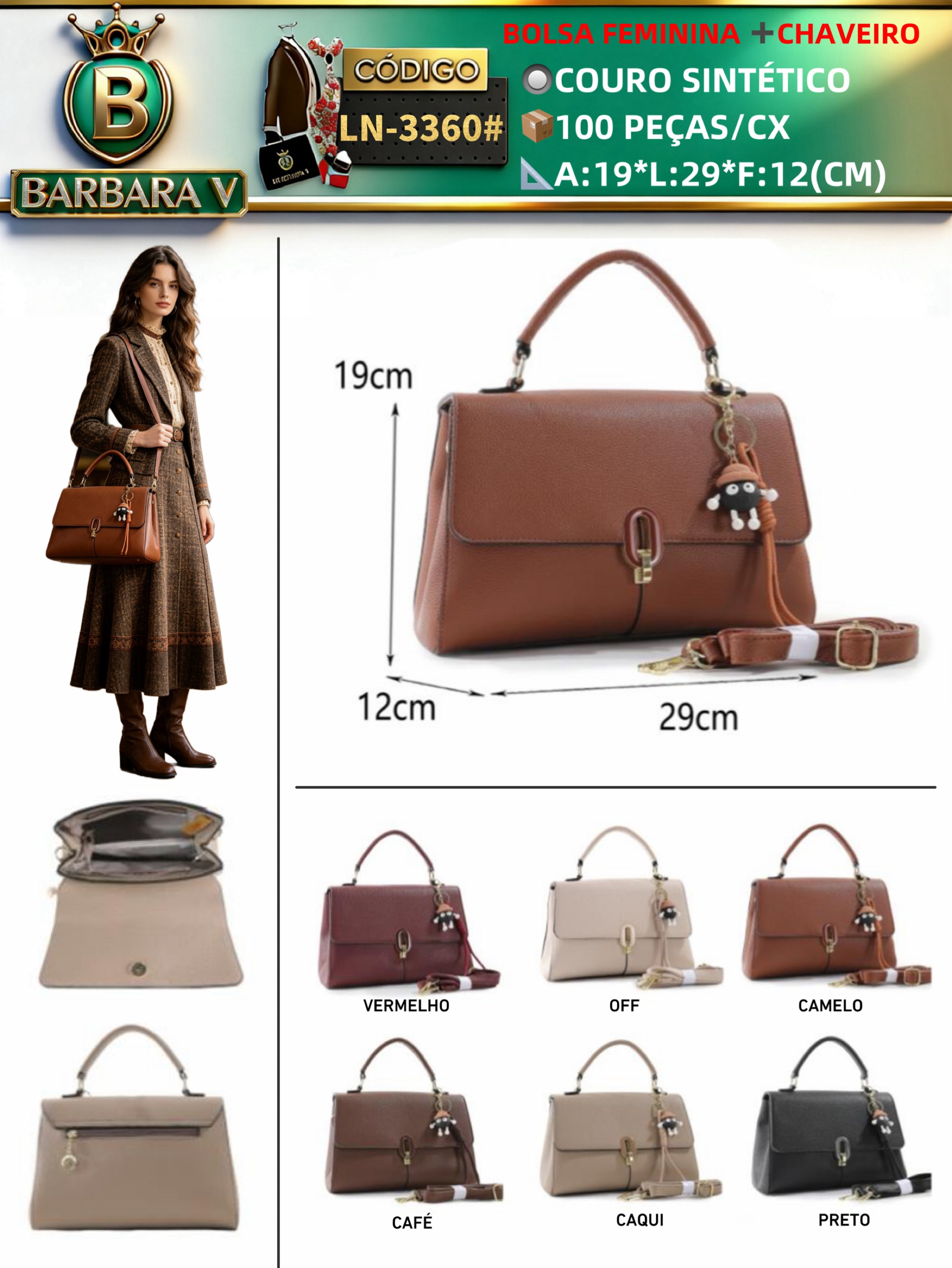 BARBARA V BOLSAS/bolsa feminina com chaveiro (LN-3360#)