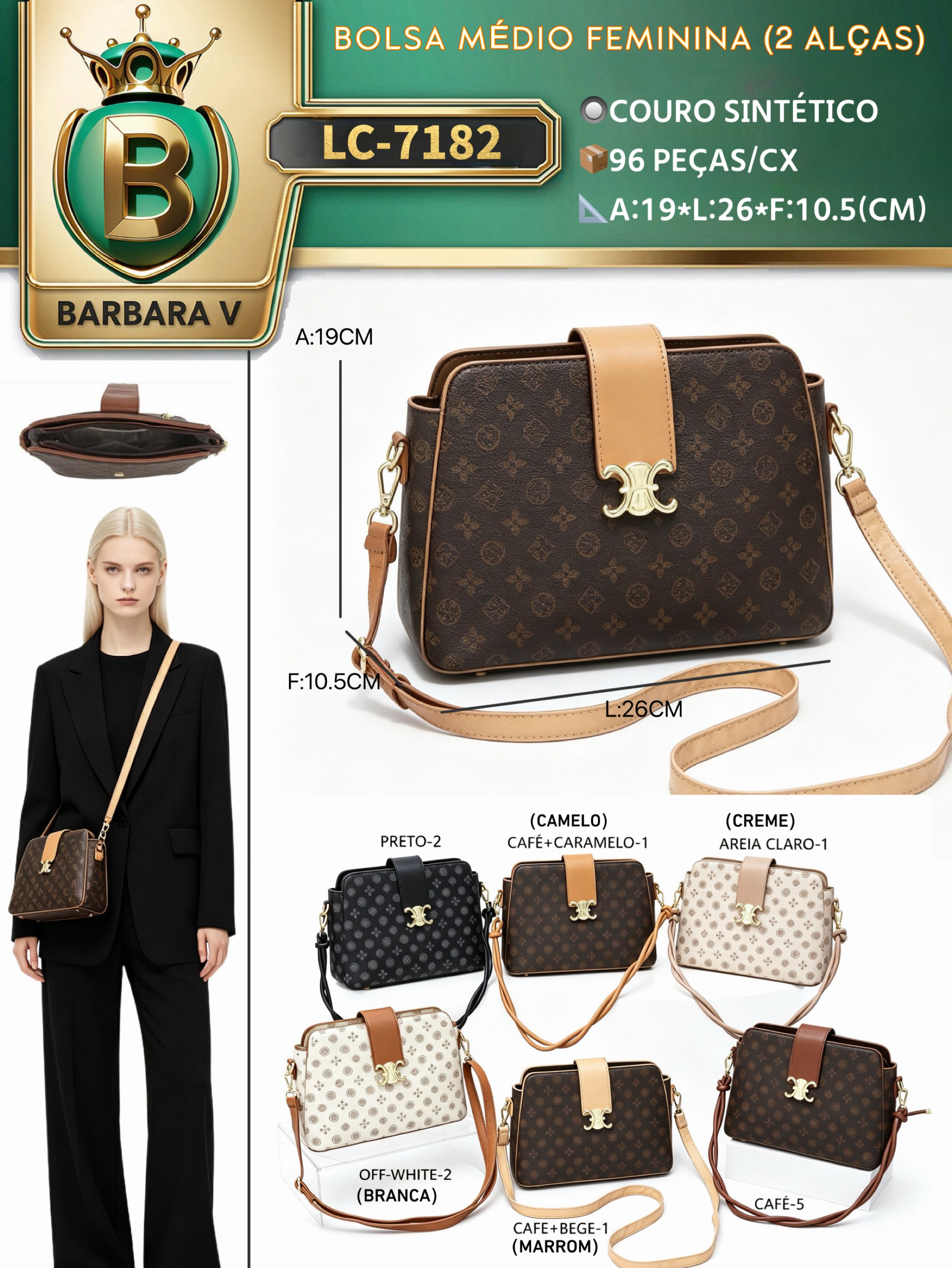BARBARA V BOLSAS/bolsa médio feminina (LC-7182)