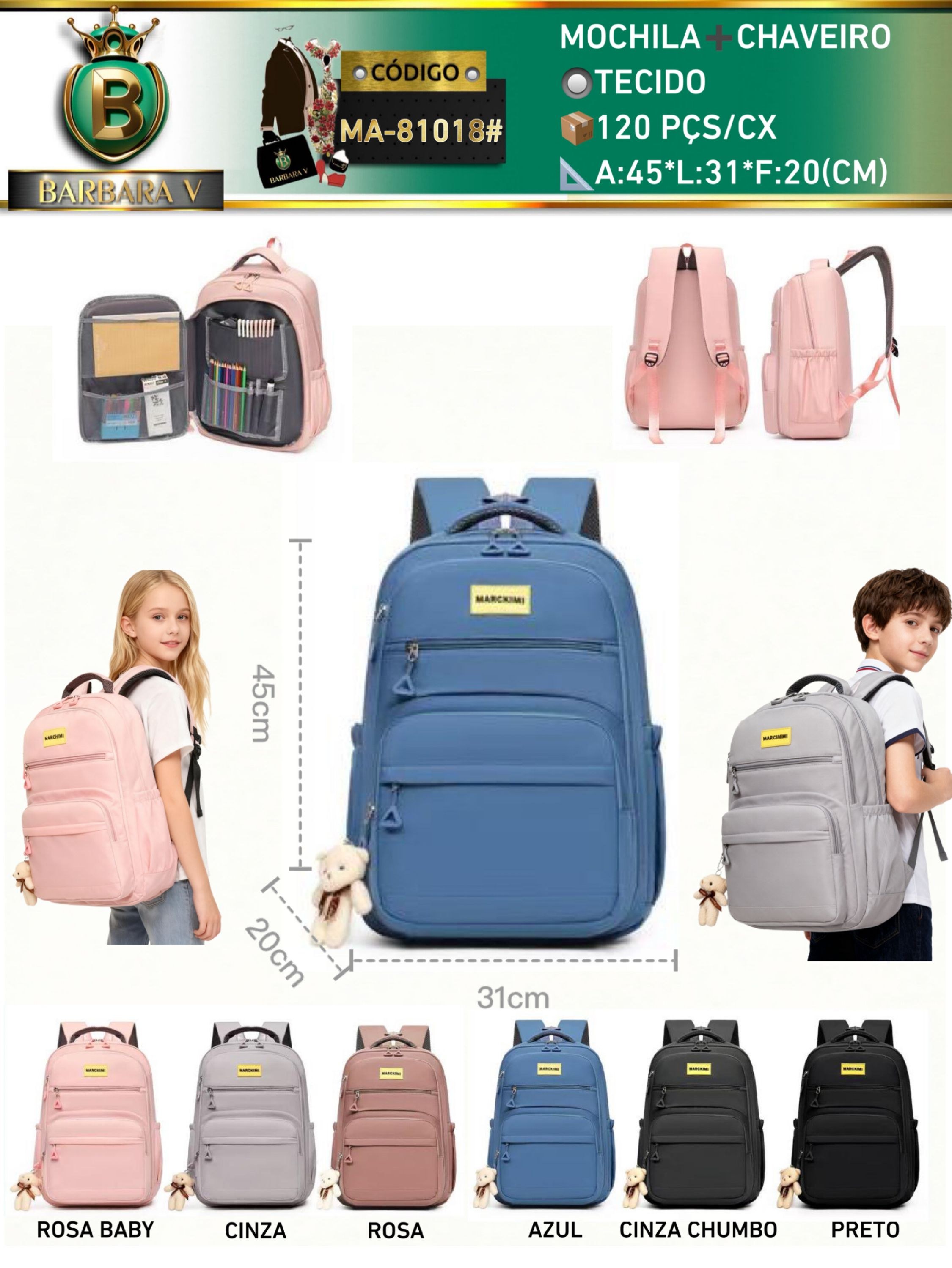 BARBARA V BOLSAS/Mochila com chaveiro (MA-81018#)