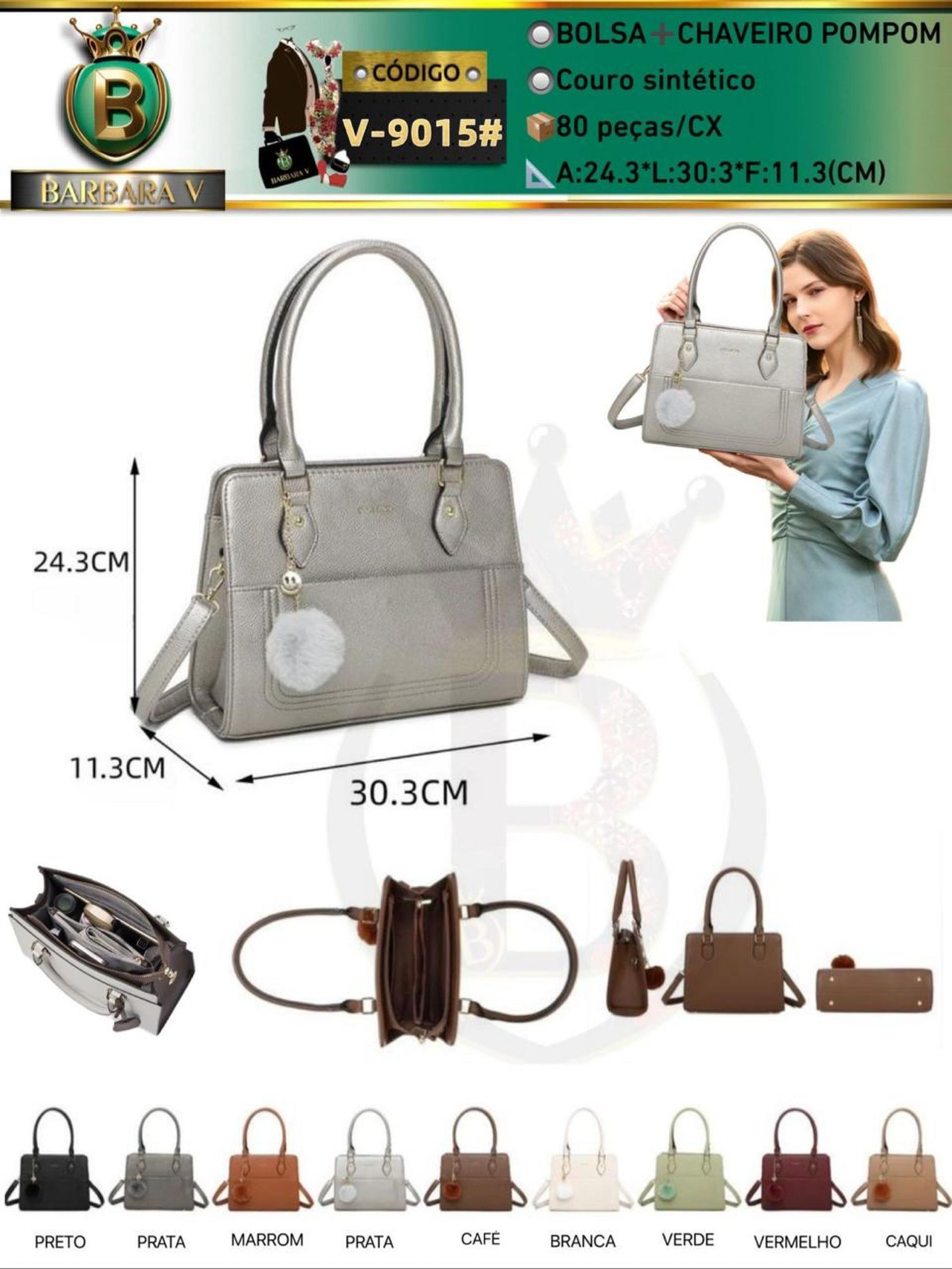 BARBARA VBOLSAS/bolsa feminina com chaveiro pompom(V-9015#)