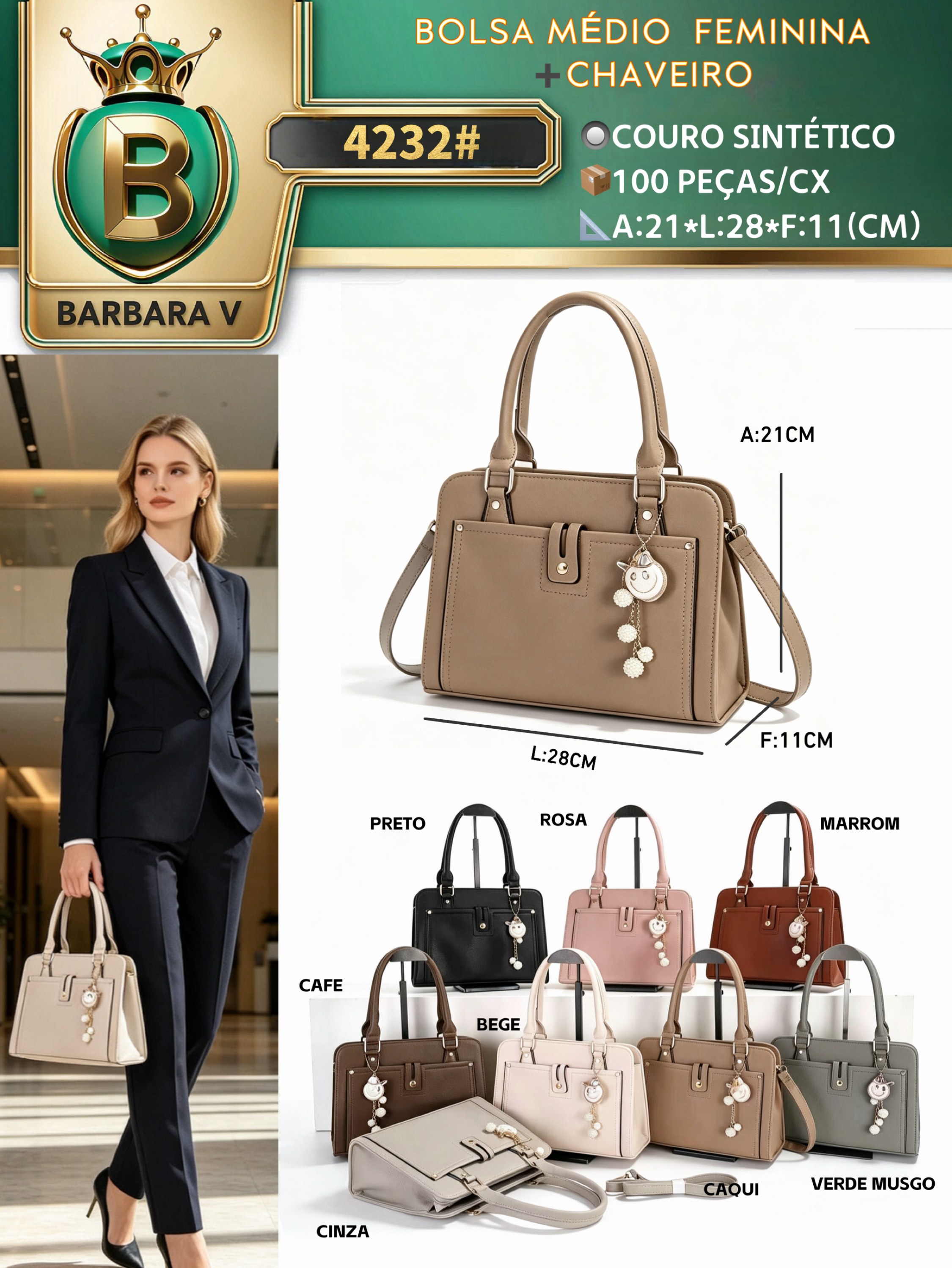 BARBARA V BOLSAS/bolsaml medio feminina (4232#)