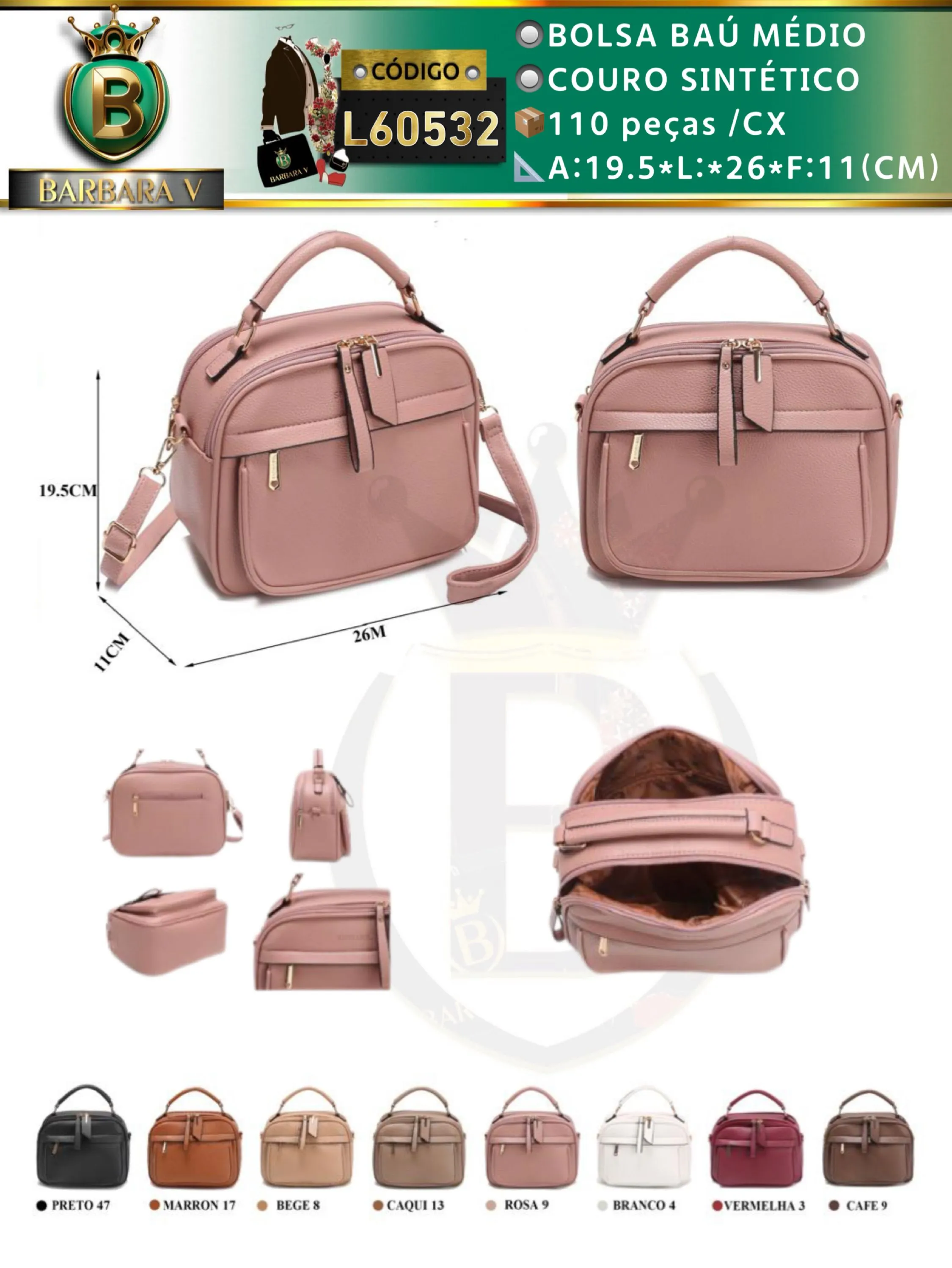 BARBARA V BOLSAS/bolsa médio feminina(L60532)