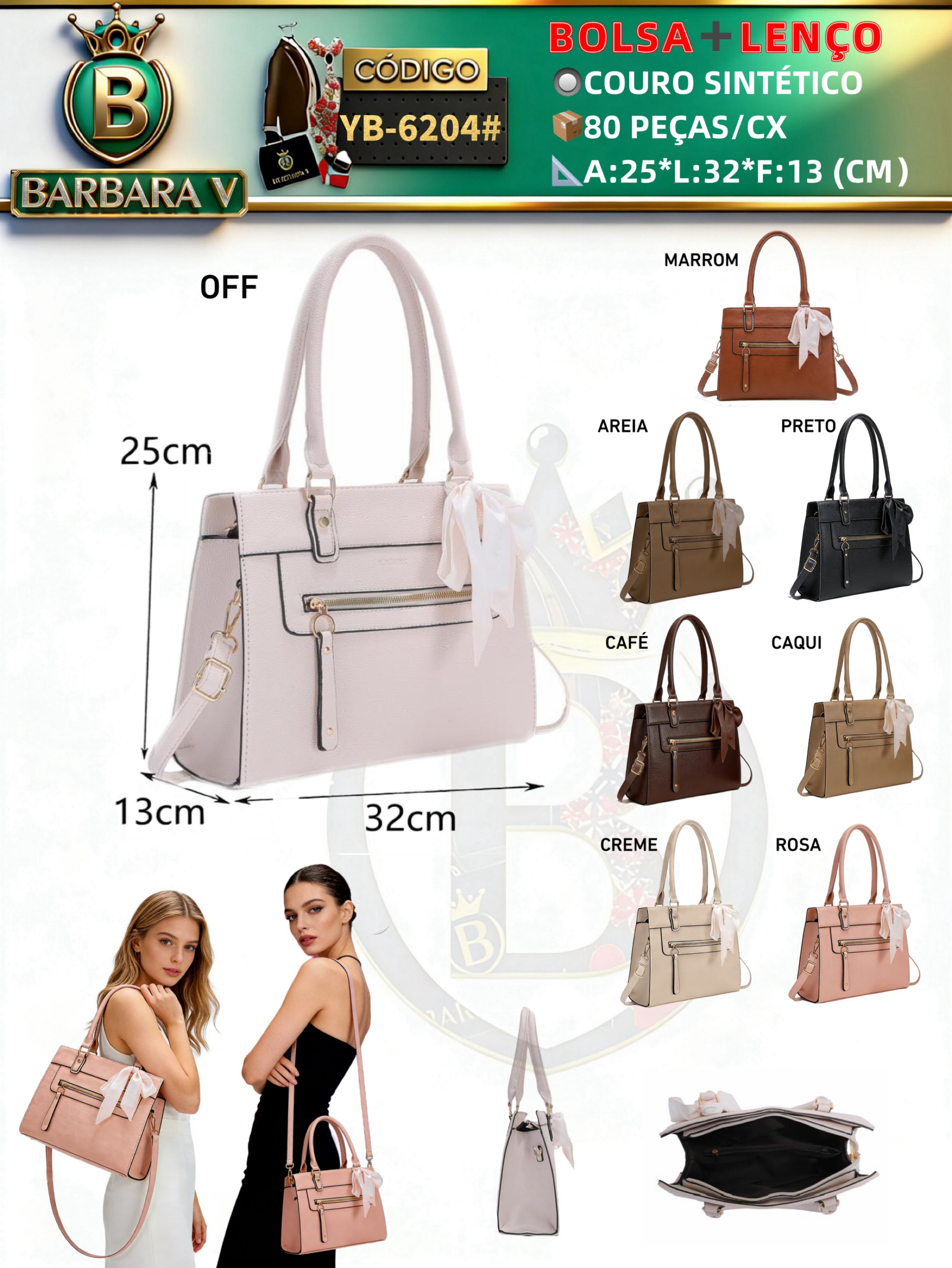 BARBARA V BOLSAS/Bolsa feminina com lenço(YB-6204#)