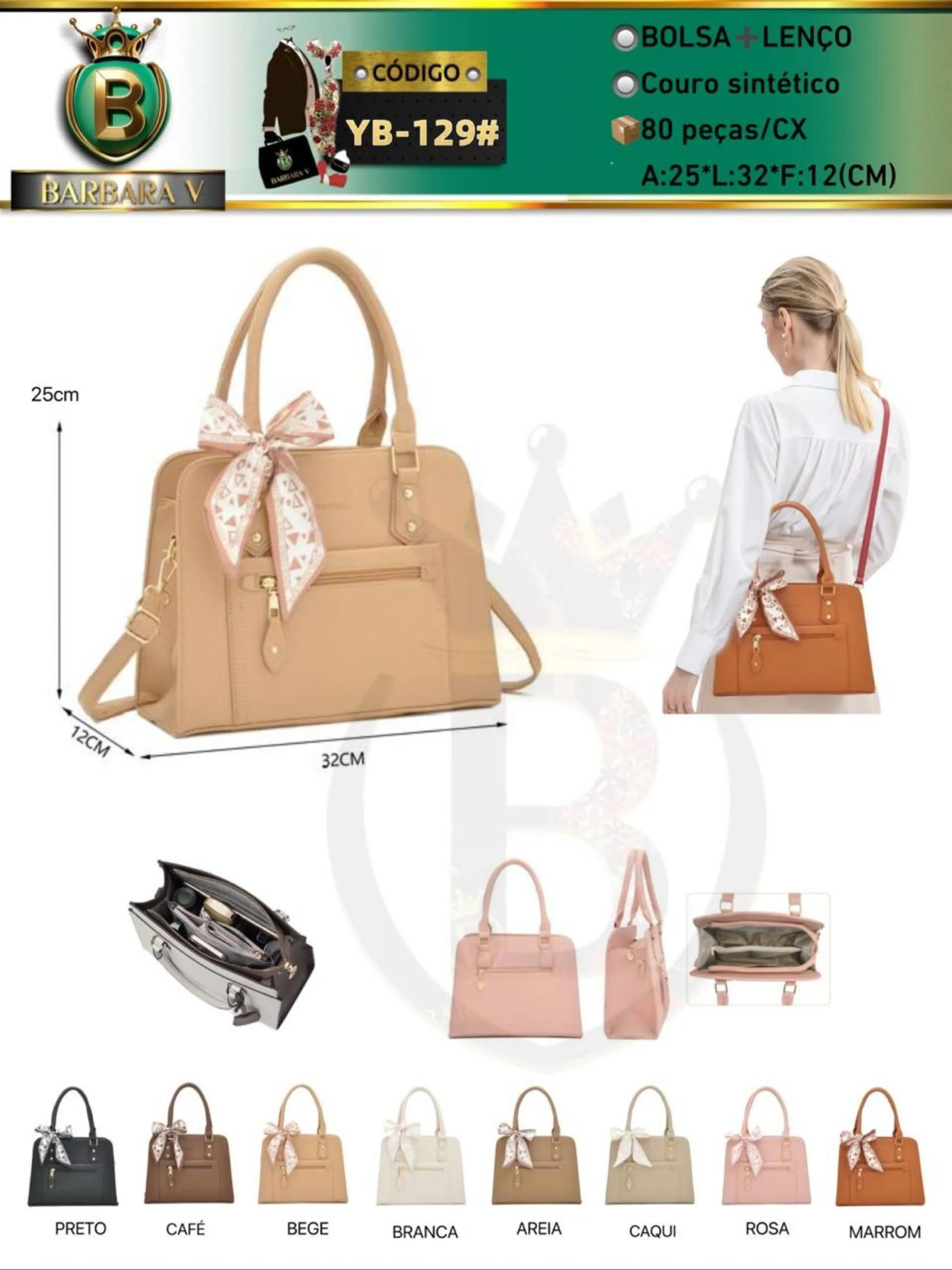 BARBARA V BOLSAS/bolsa feminina com lenço(YB-129#)