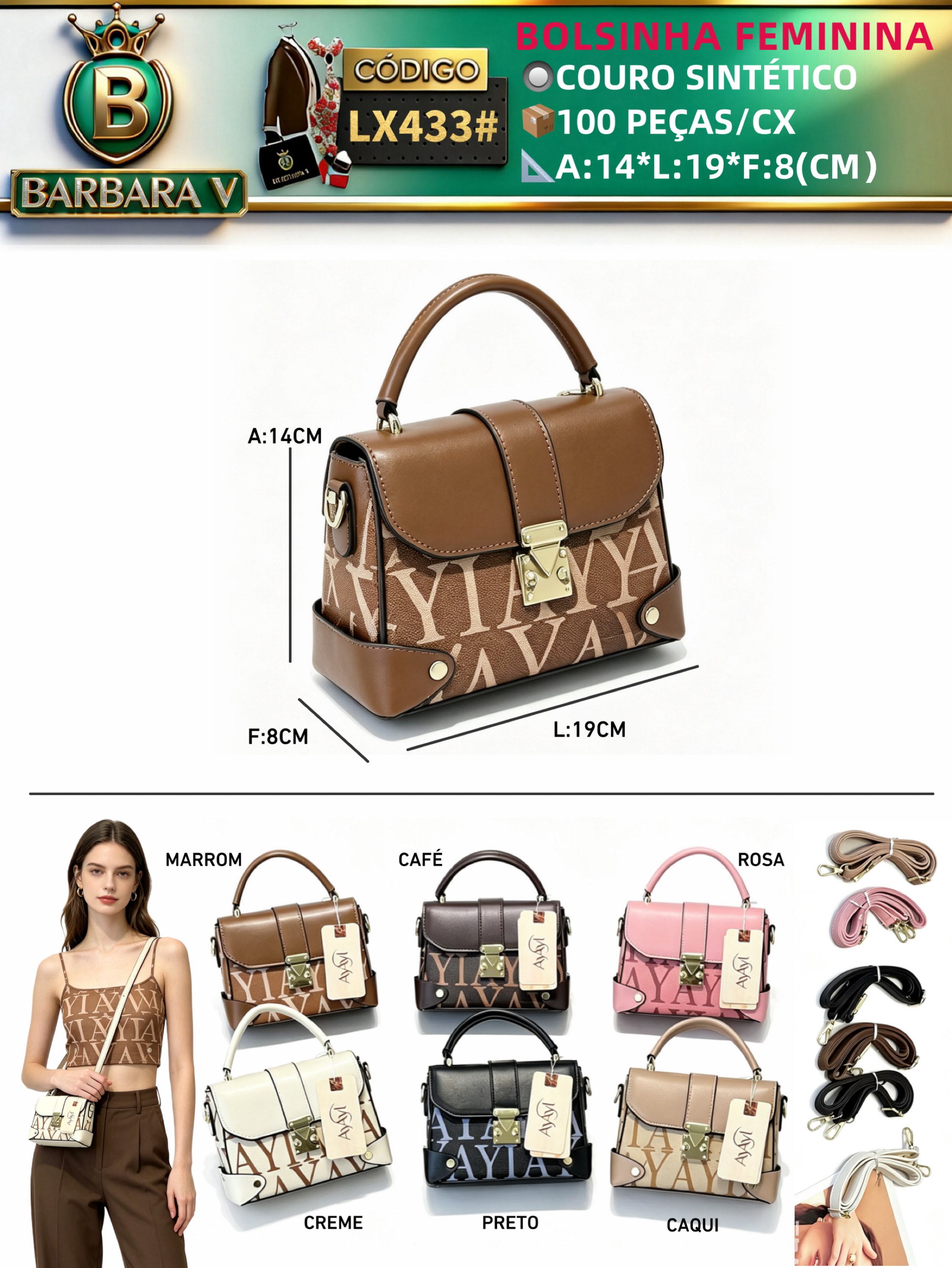 BARBARA V BOLSAS/bolsinha feminina(LX433#)