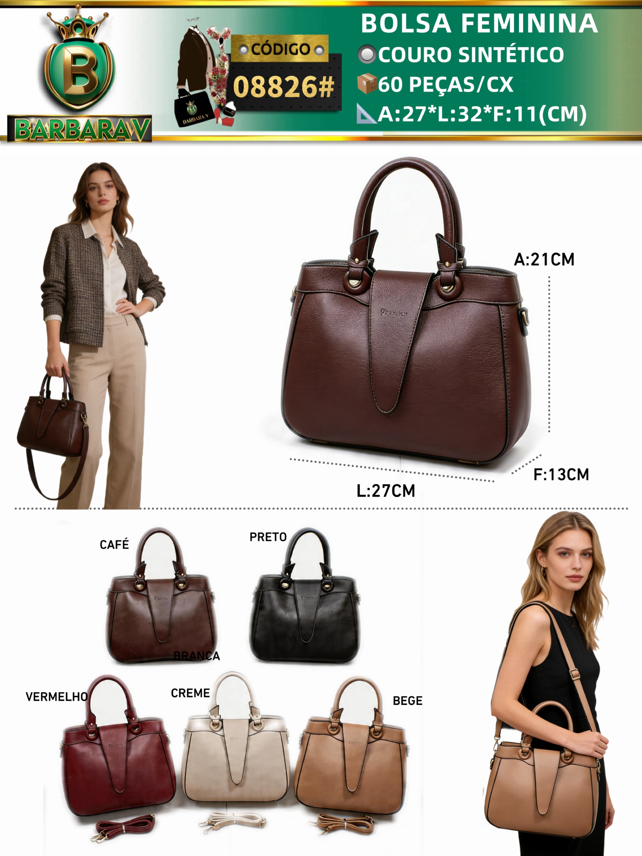 BARBARA V BOLSAS/bolsa feminina(08826#)