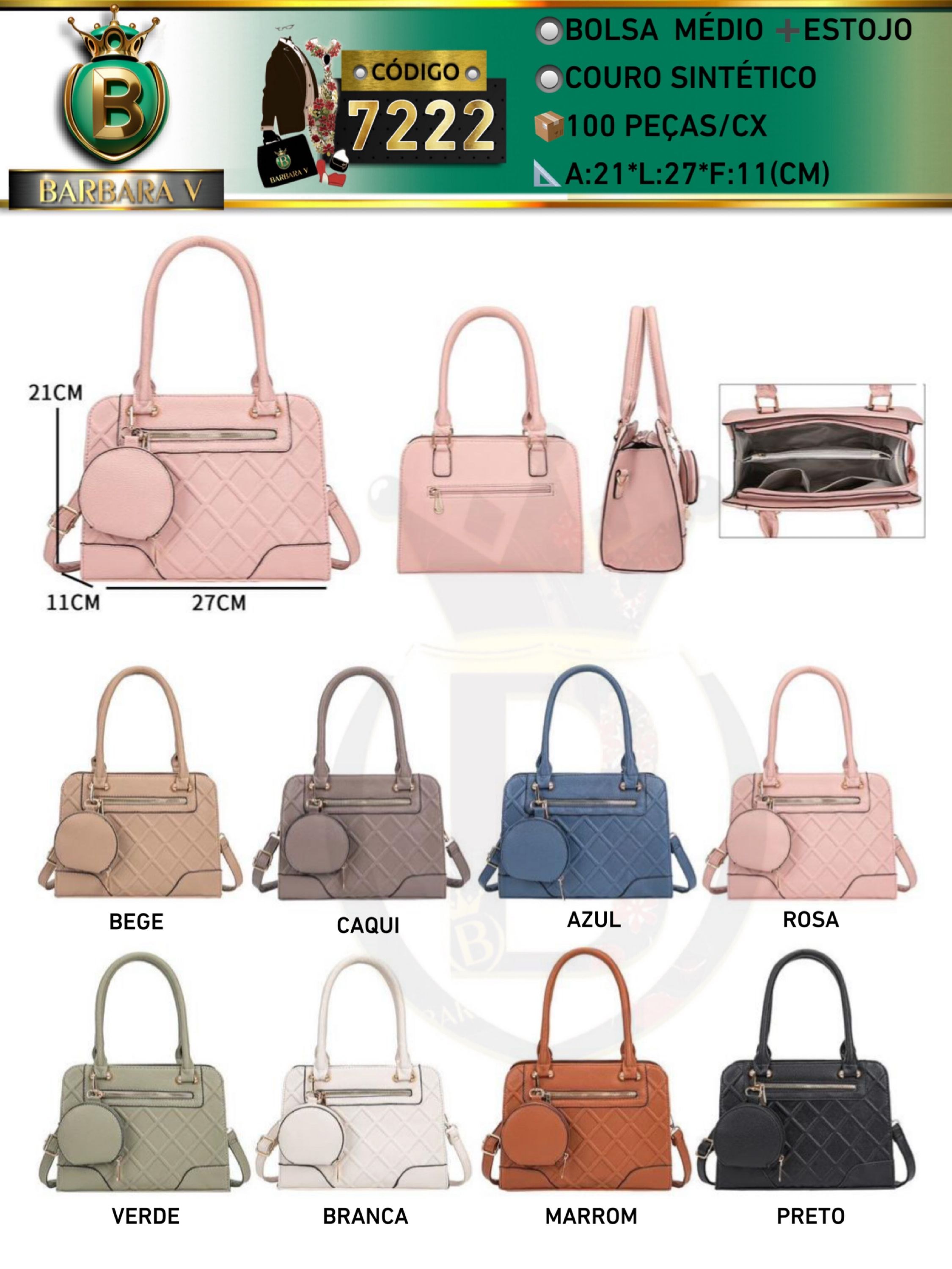 BARBARA V BOLSAS/bolsa médio com estojo(7222)