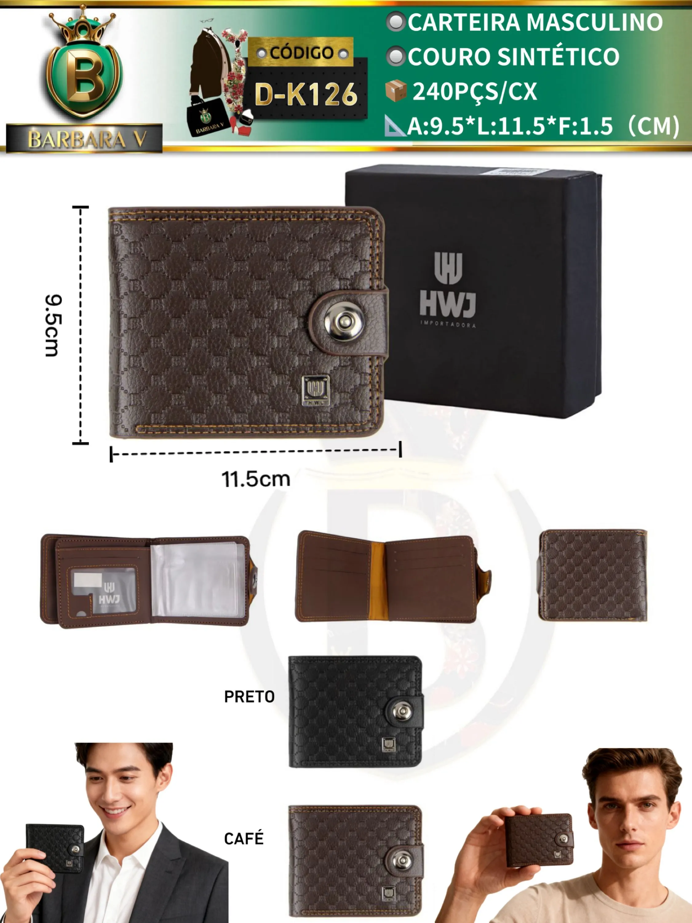 BARBARA V BOLSAS/Carteira masculino(D-K126)