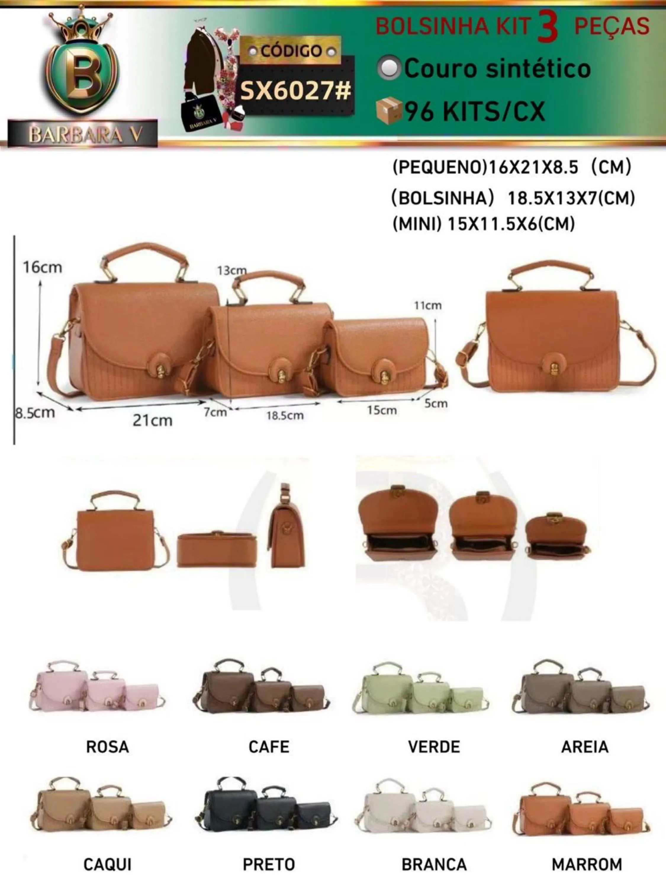 BARBARA V BOLSAS/kit Bolsinha 3 peças(SX6207#)