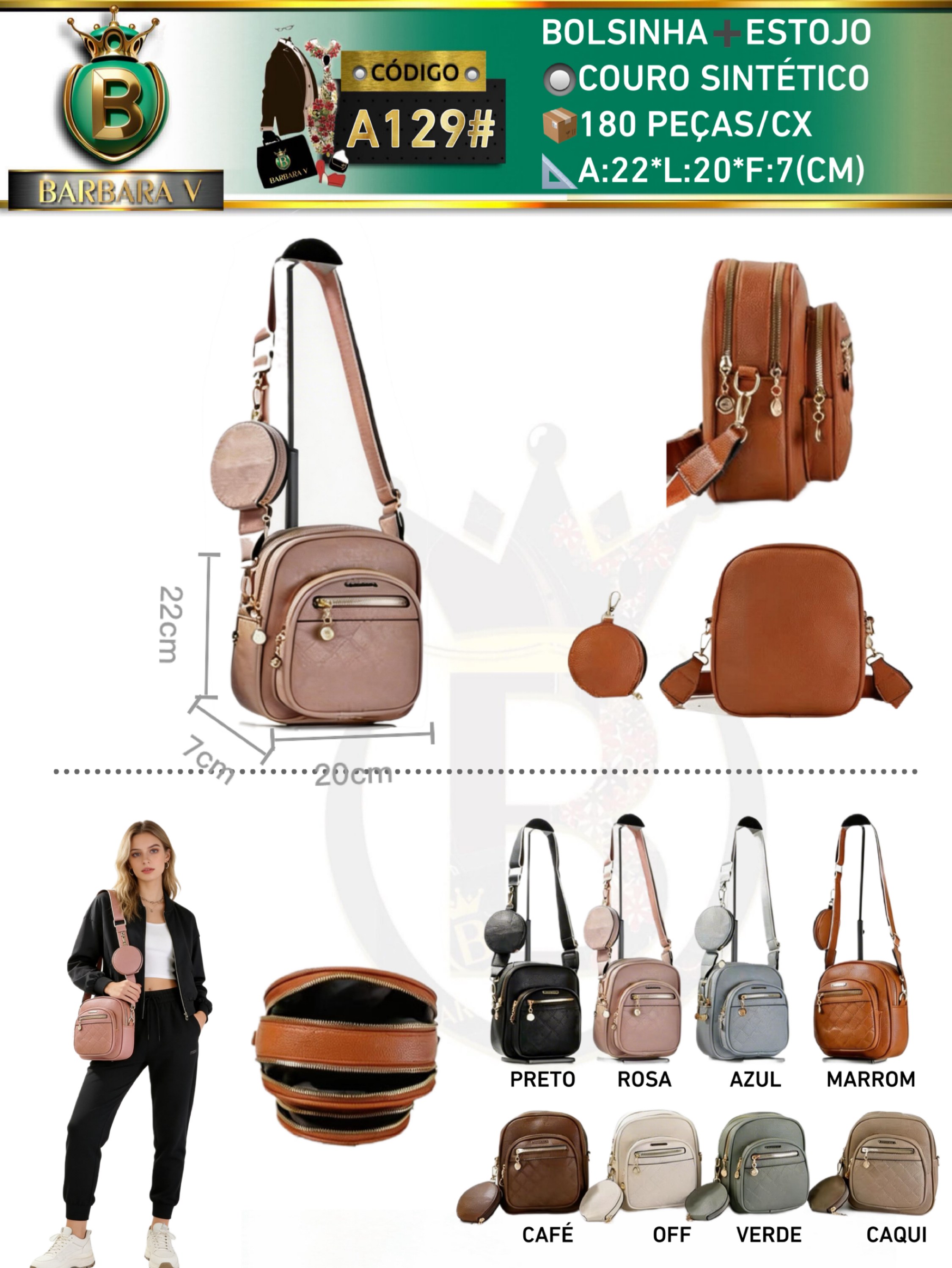 BARBARA V BOLSAS/bolsinha com estojo(A129#)