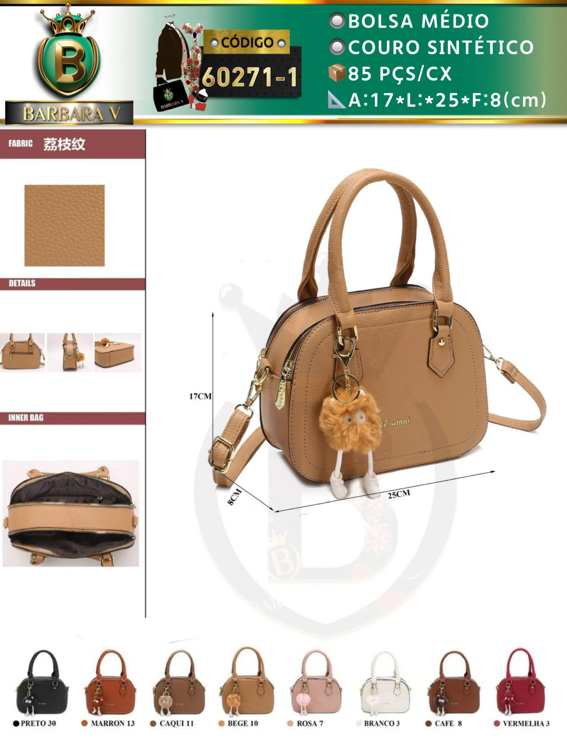 BARBARA V BOLSAS/bolsa médio feminina(60271-1)