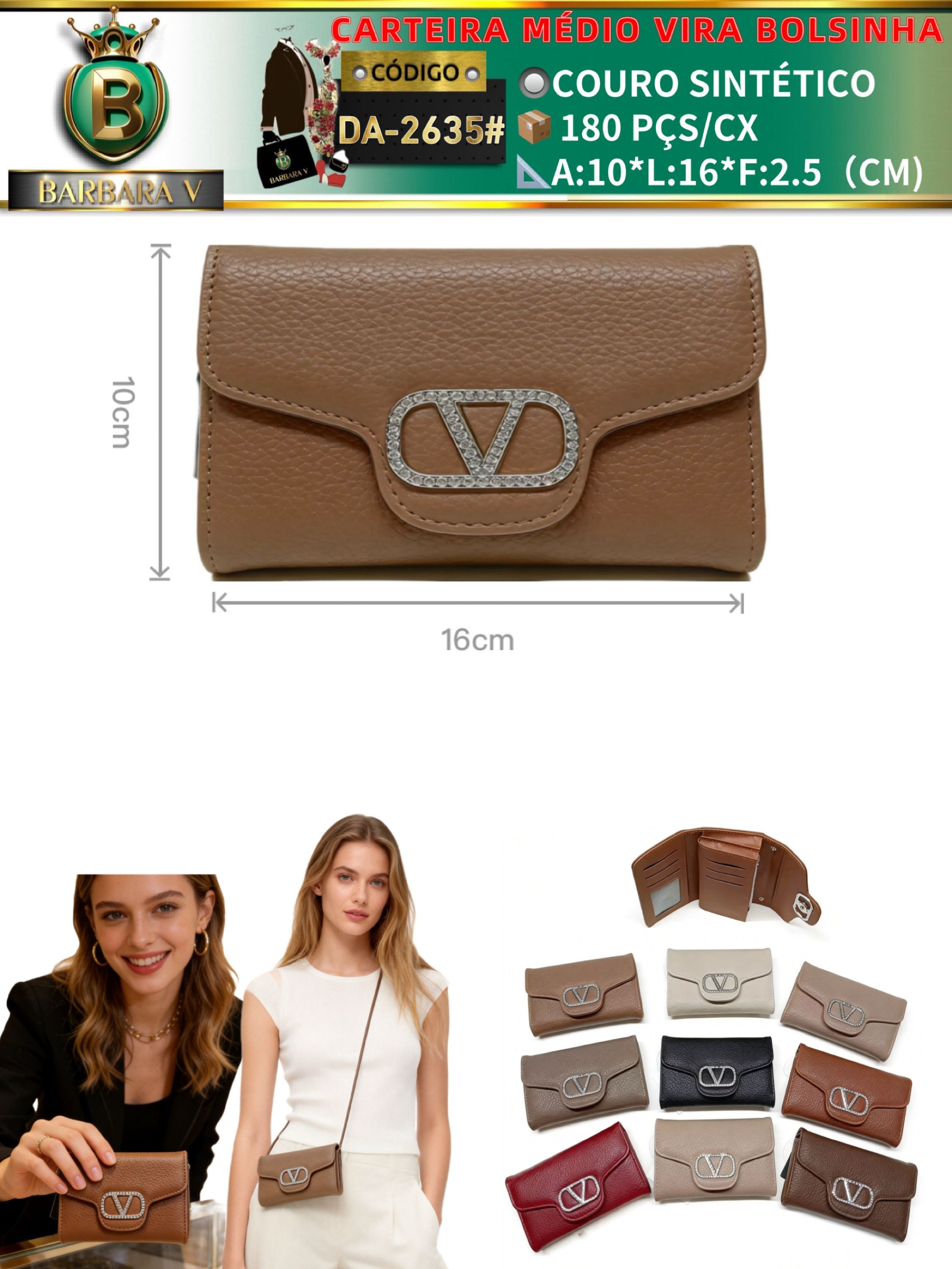 carteira medio feminina 2 peças cor aleatório (DA-2635#)