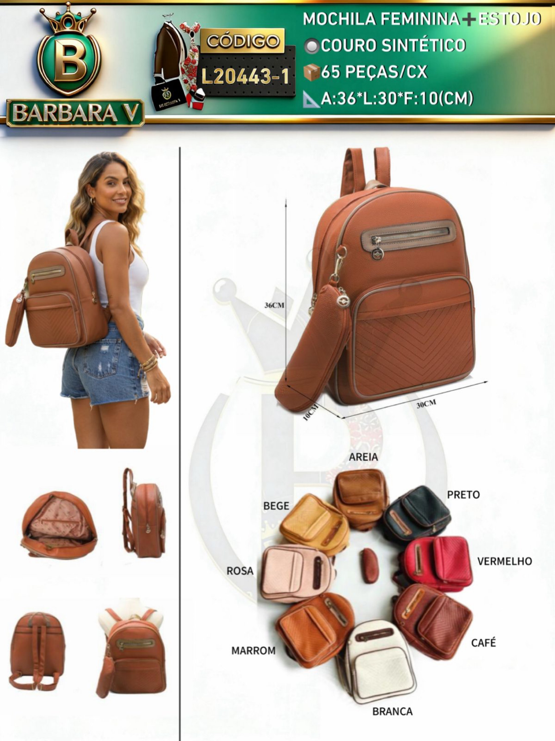 BARBARA V BOLSAS/ Mochila Feminina L20443-1