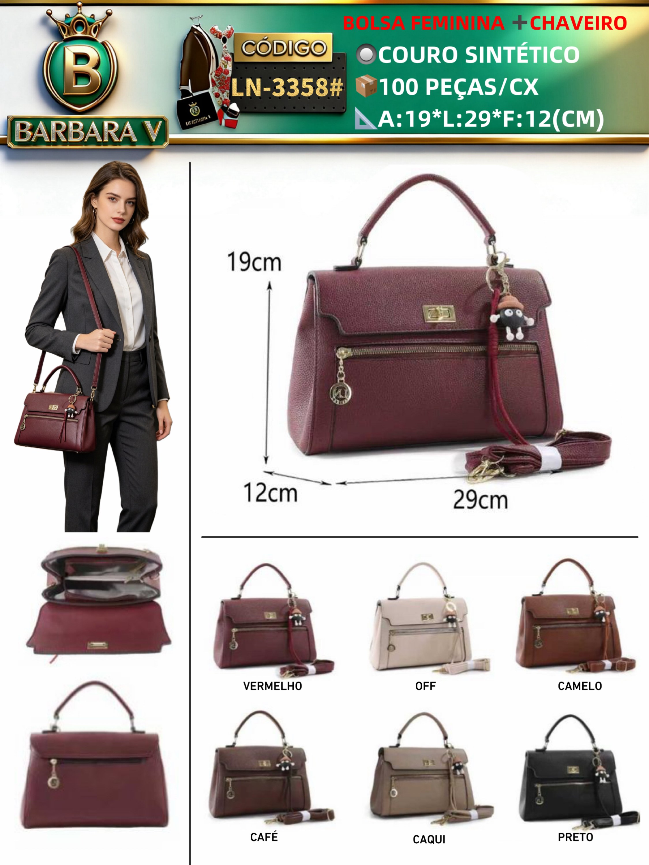 BARBARA V BOLSAS/bolsa feminina com chaveiro (LN-3358#)