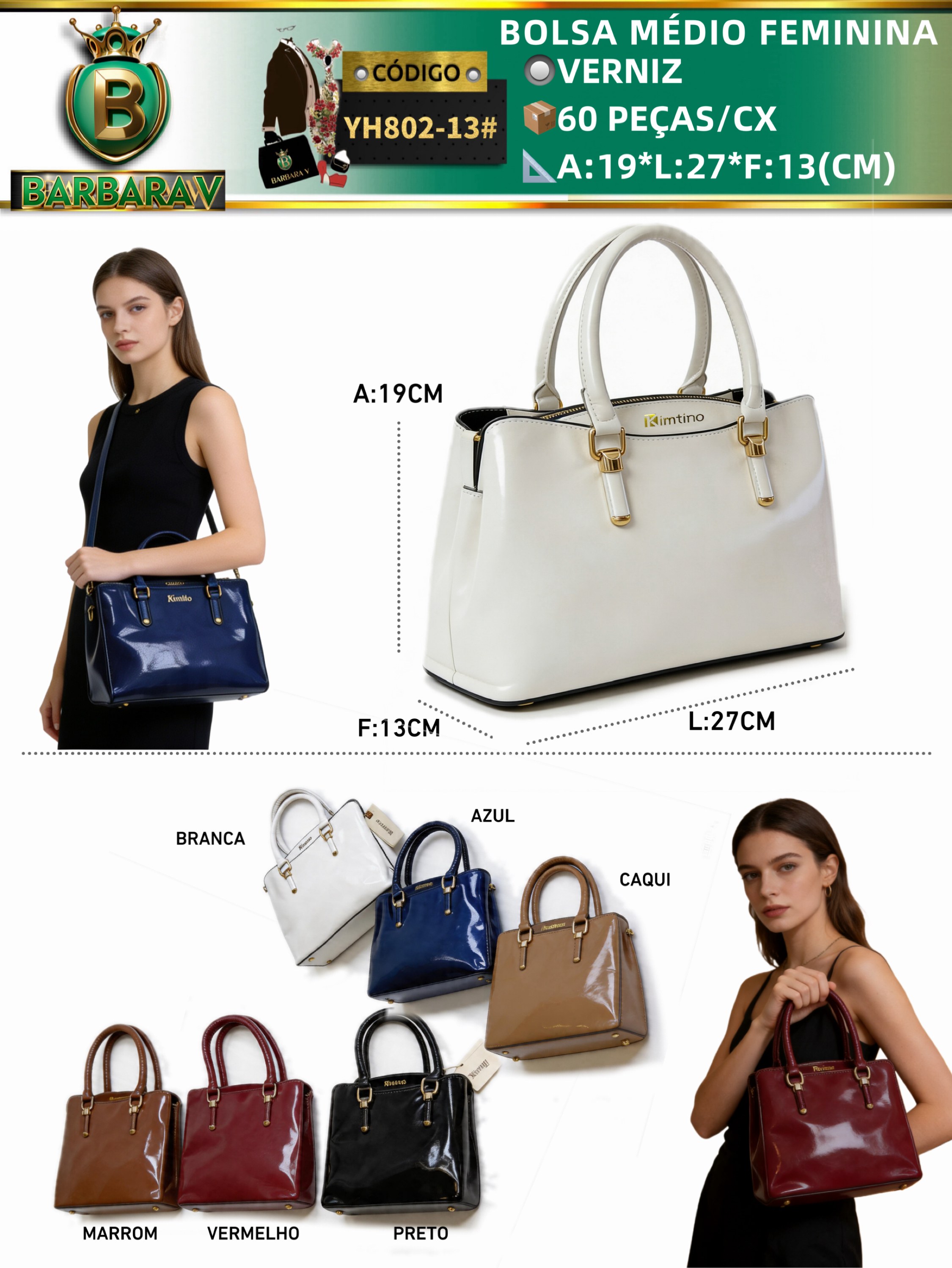 BARBARA V BOLSAS/bolsa feminina verniz (YH802-13#)