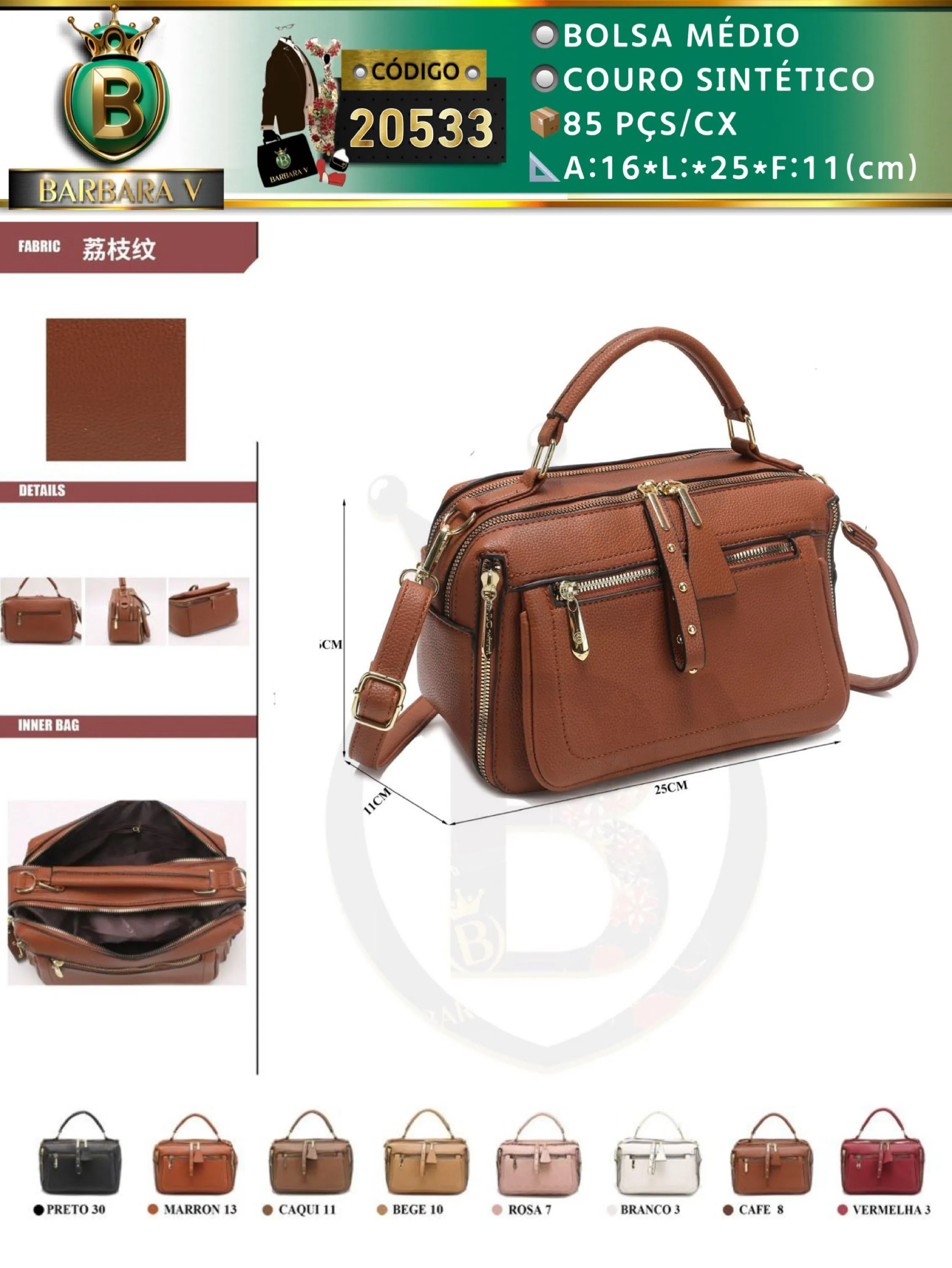 BARBARA V BOLSAS/bolsa médio feminina（20533）