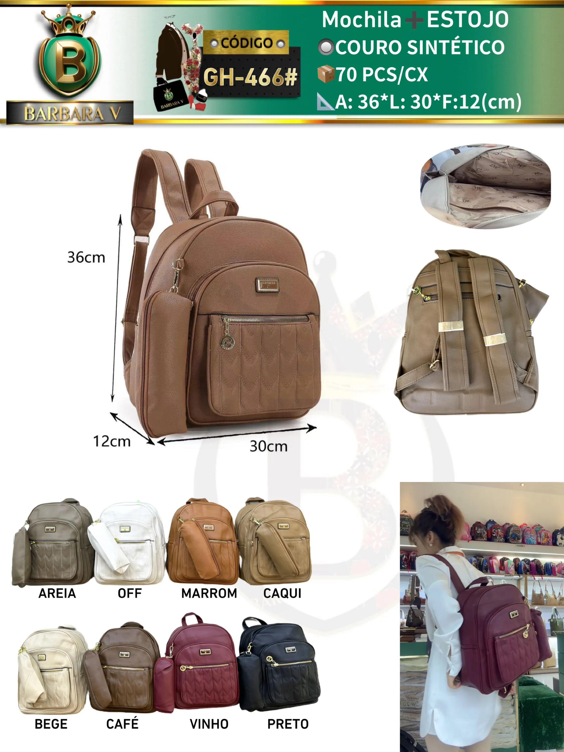 BARBARA V BOLSAS/mochila com estojo(GH-466)