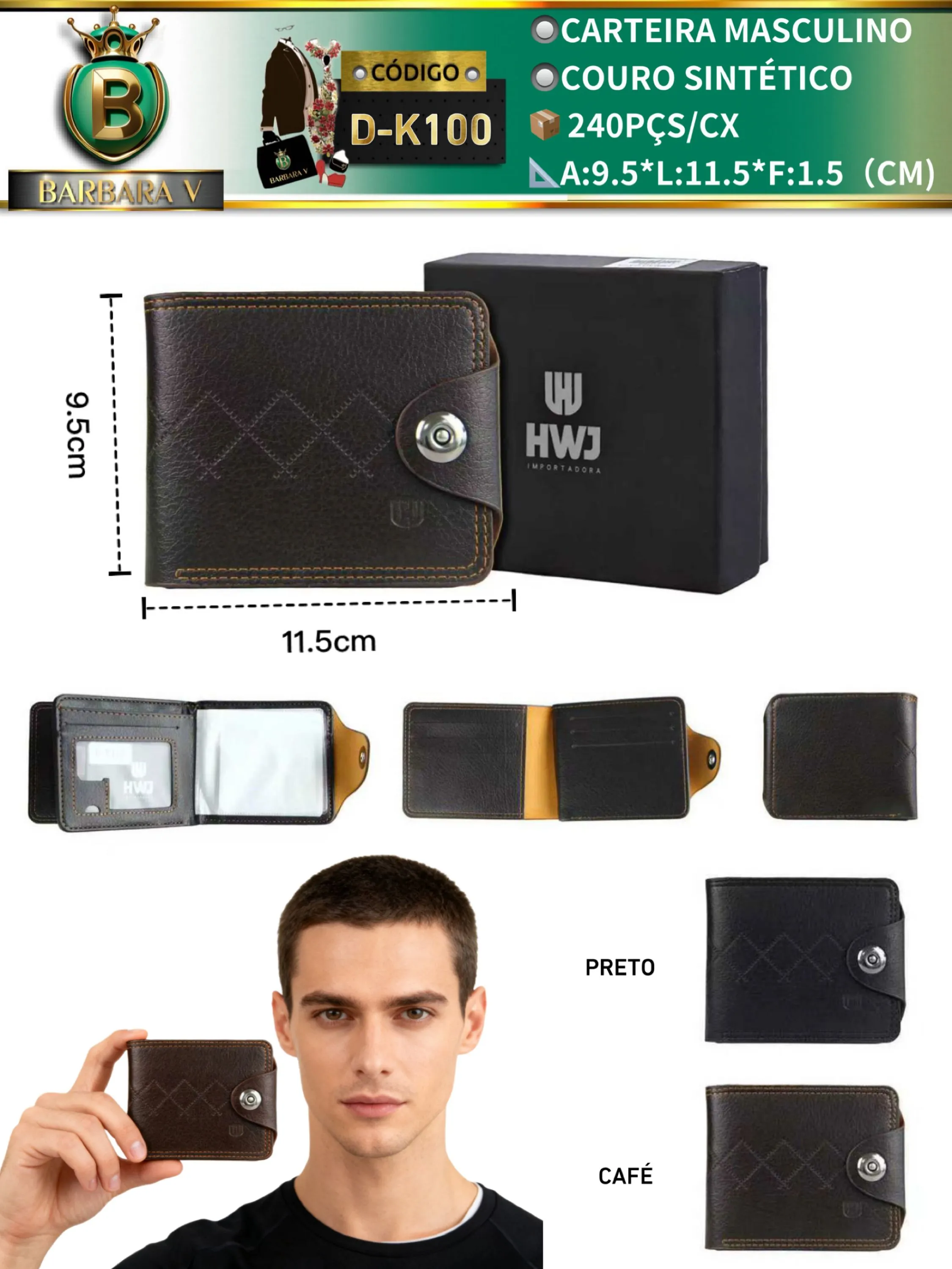 BARBARA V BOLSAS/carteira masculino (D-K100)