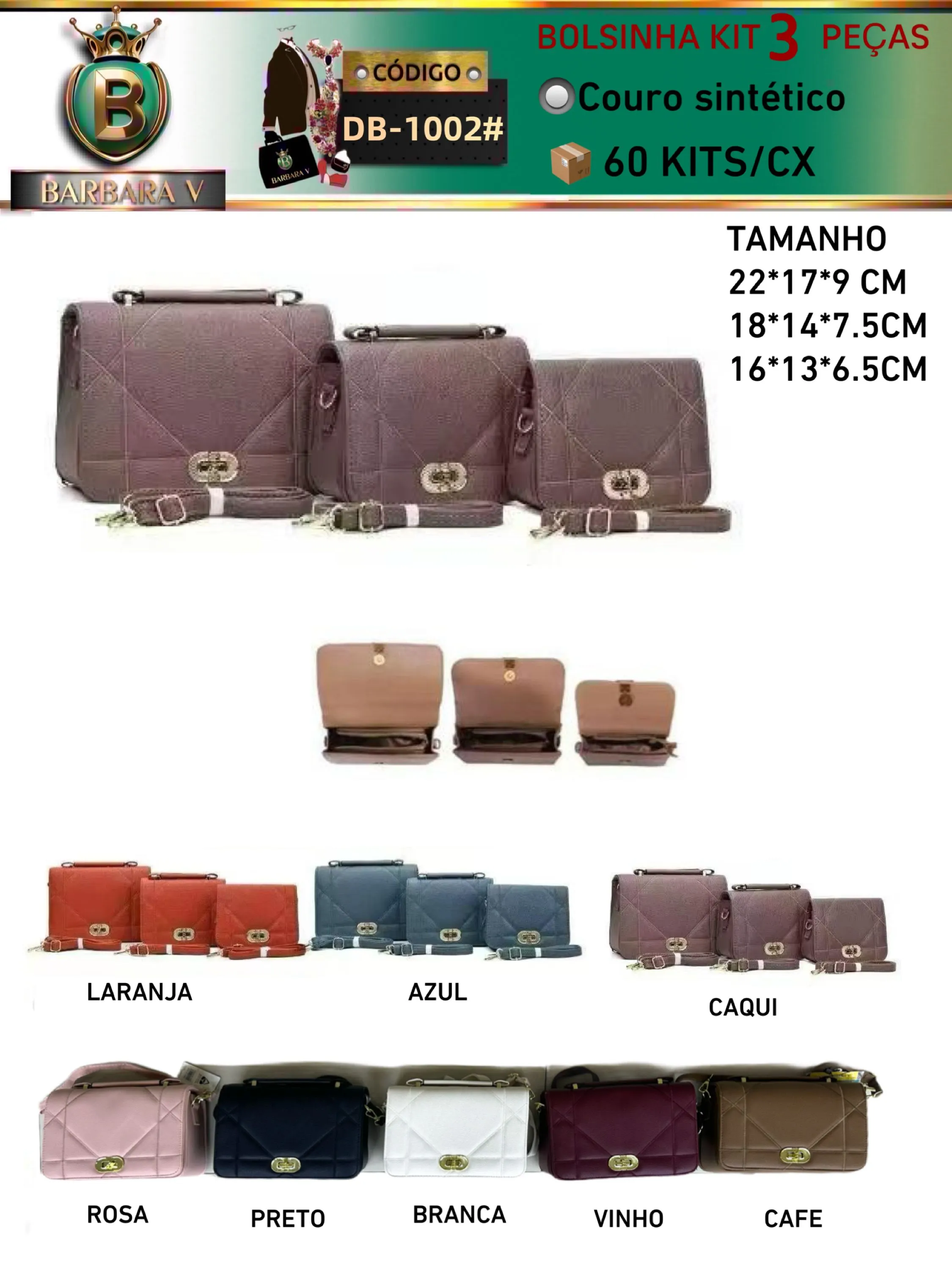 BARBARA V BOLSAS/Kit bolsinha 3 peças(DB-1002#)