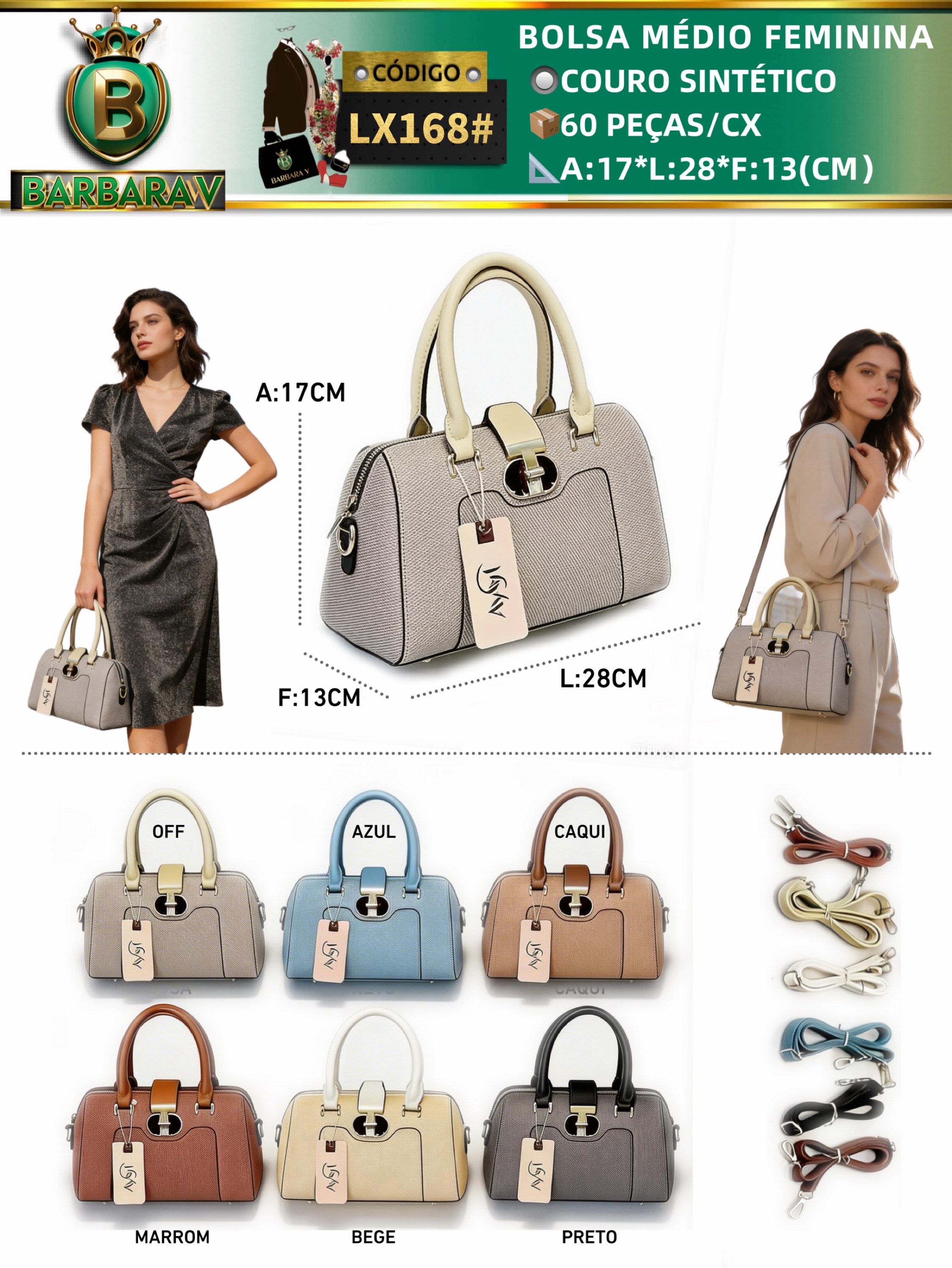 BARBARA V BOLSAS/bolsa médio feminina(LX168#)