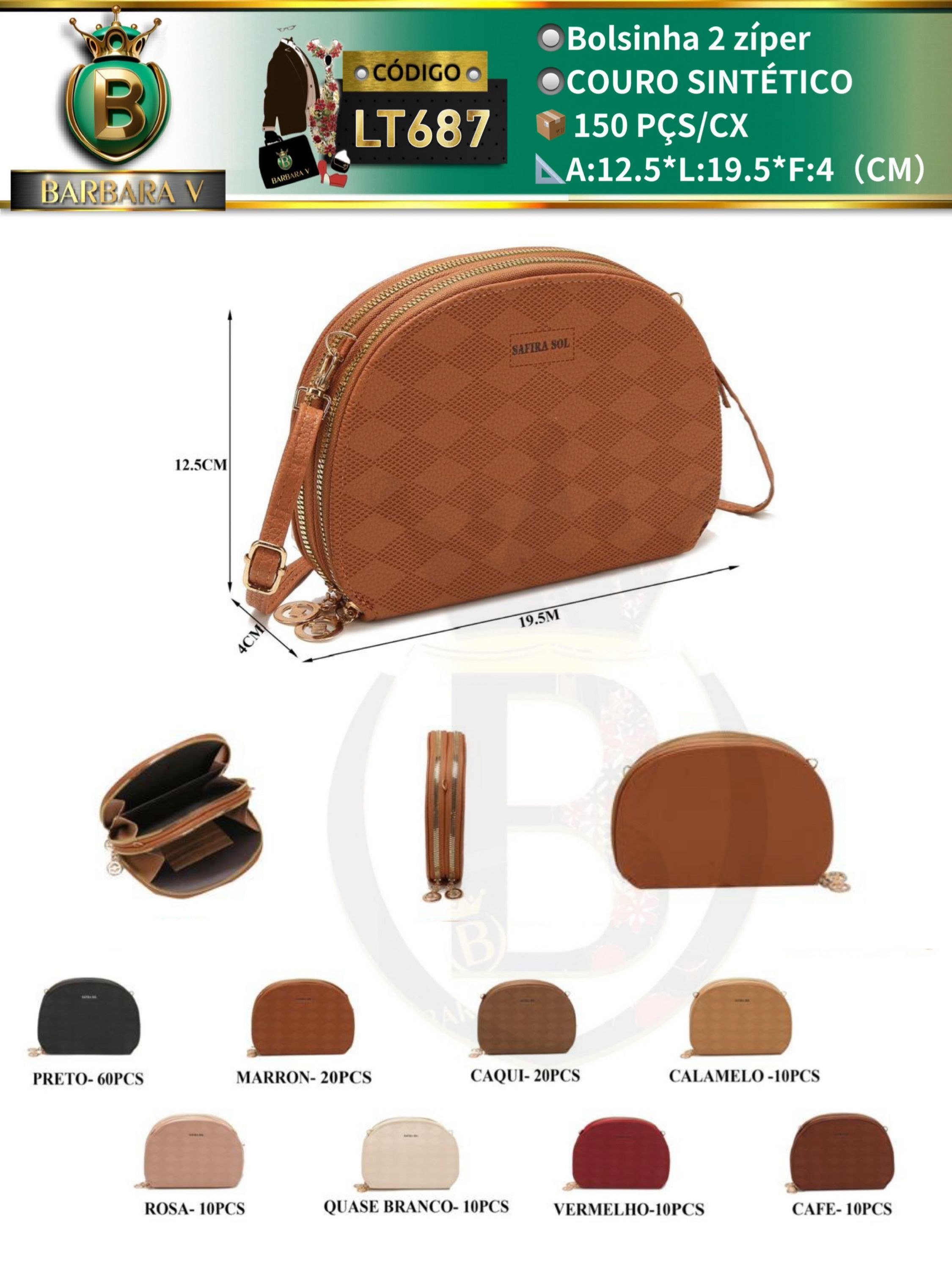 BARBARA V BOLSAS/bolsinha feminina 2 zíper (LT687)