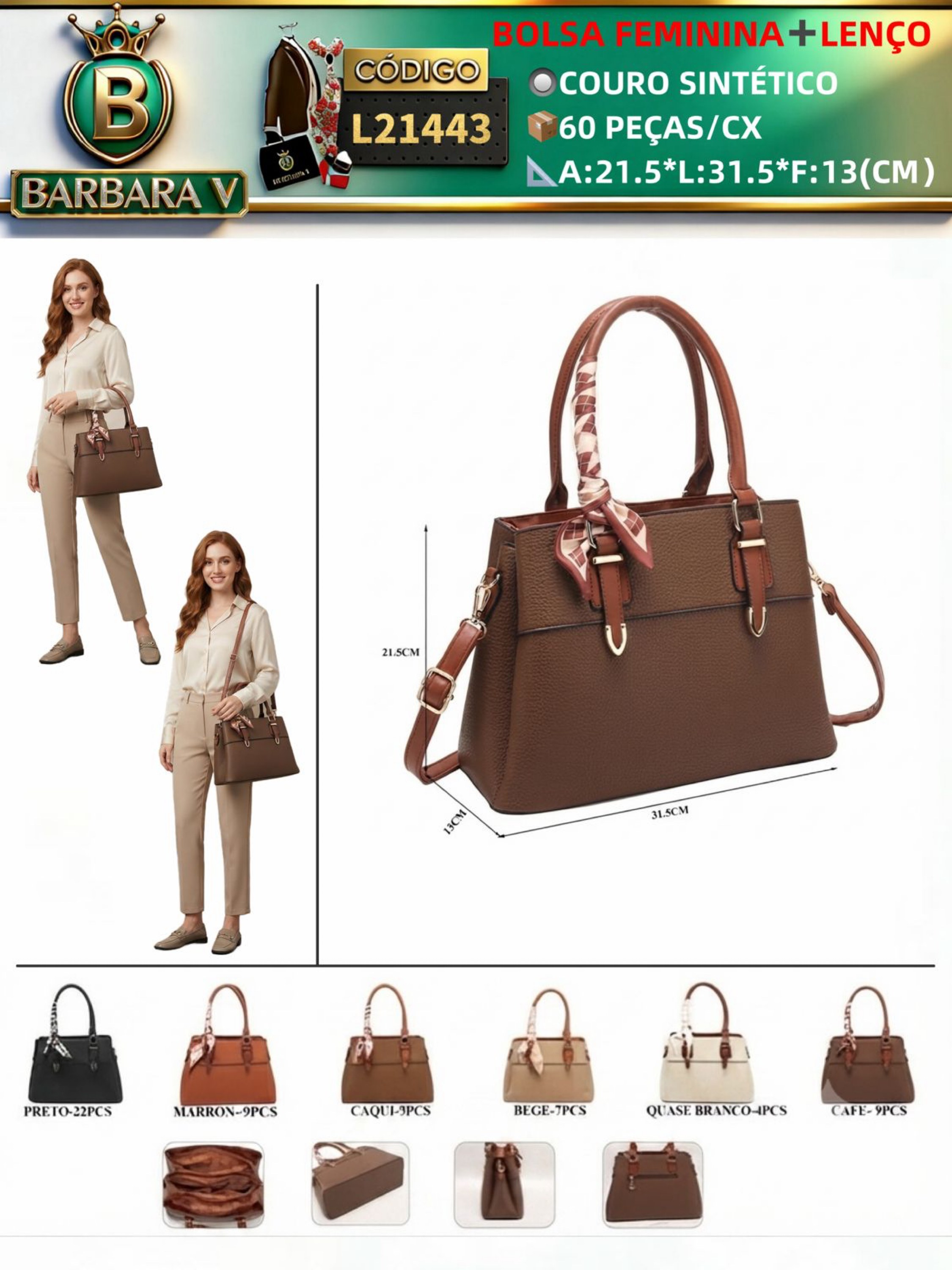 BARBARA V BOLSAS/ Bolsa Feminina Grande  L21443