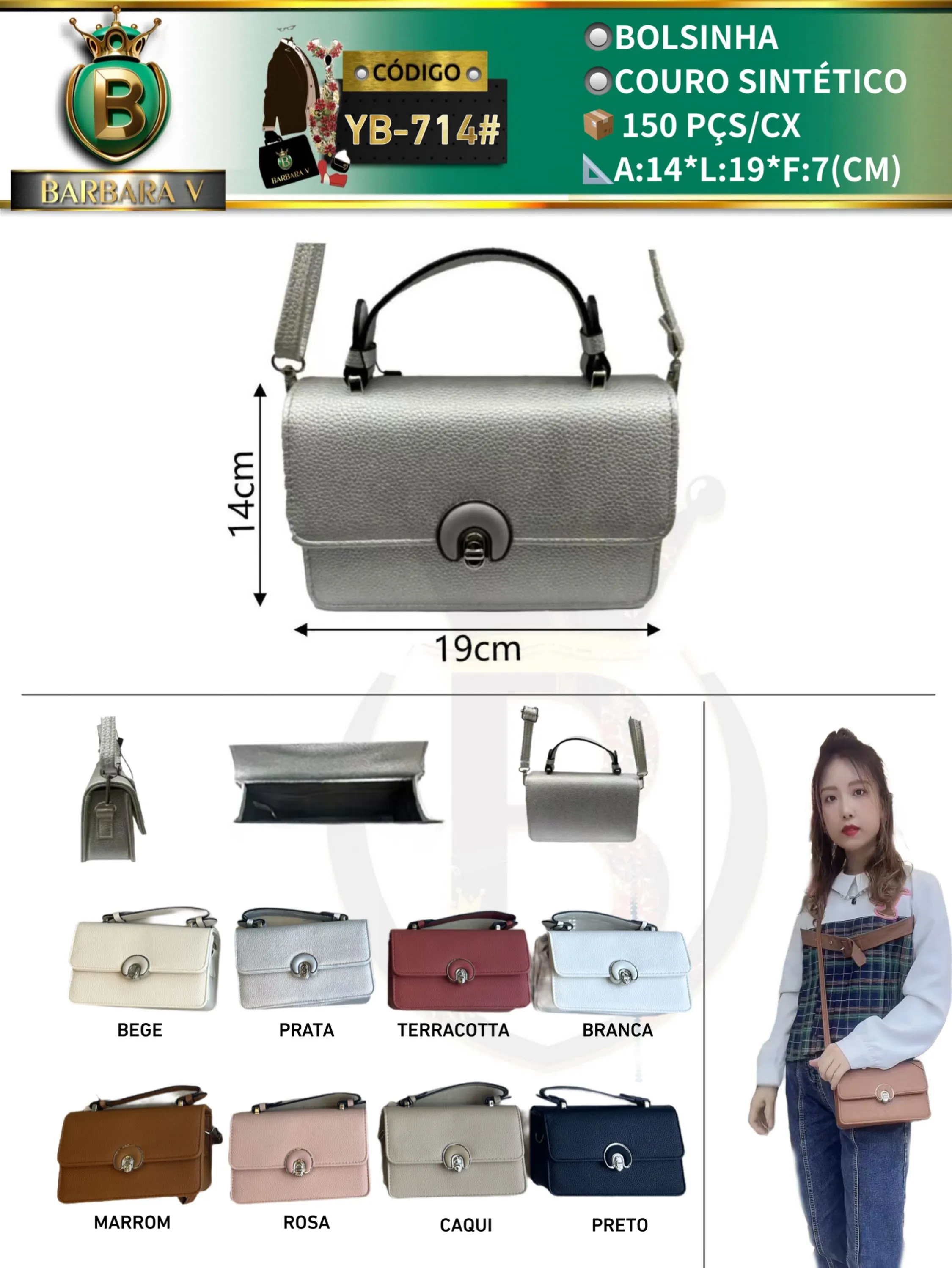 BARBARA V BOLSAS/bolsinha feminina (YB-714#)