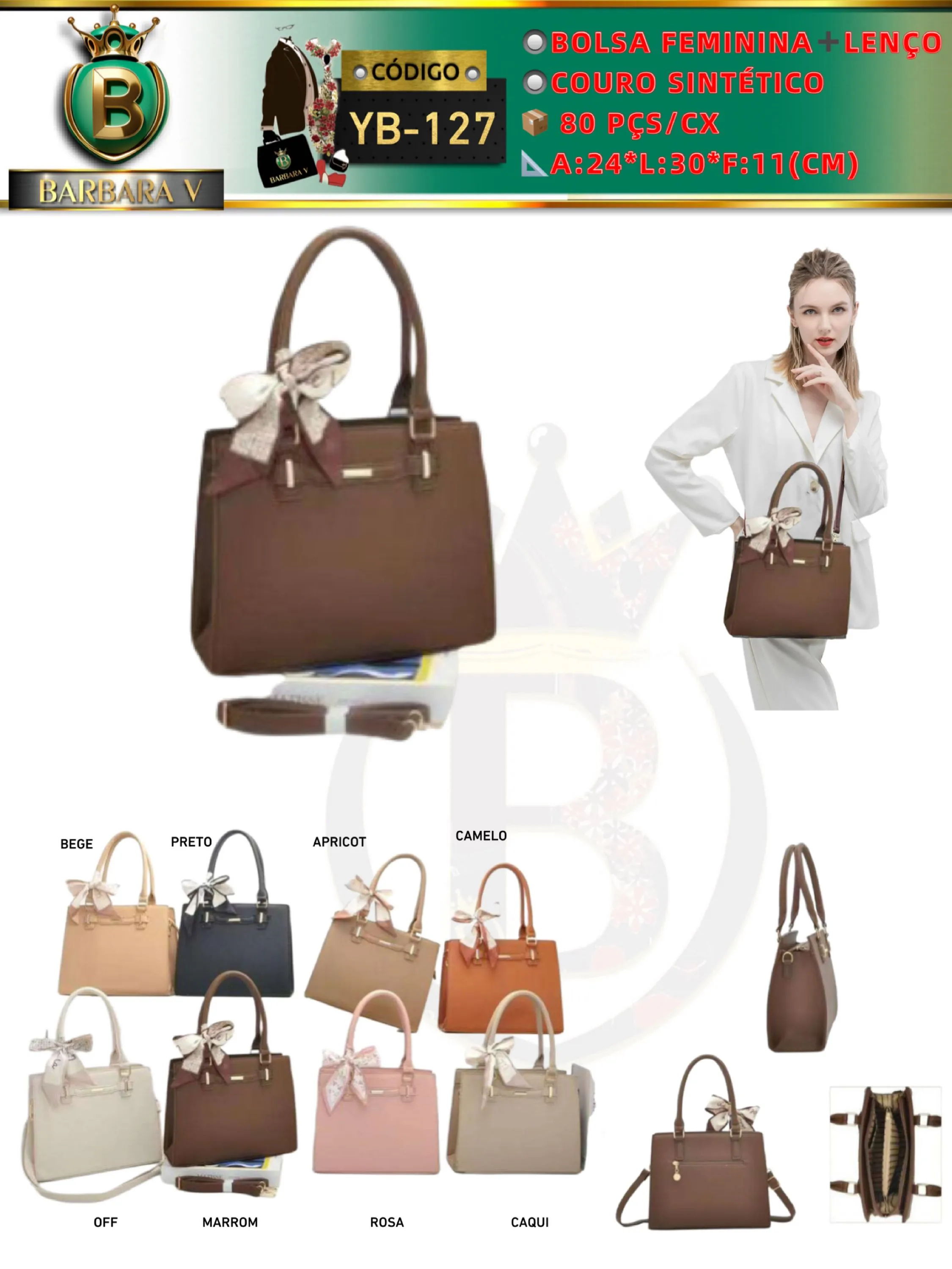 BARBARA V BOLSAS/bolsa feminina com lenço(YB-127)