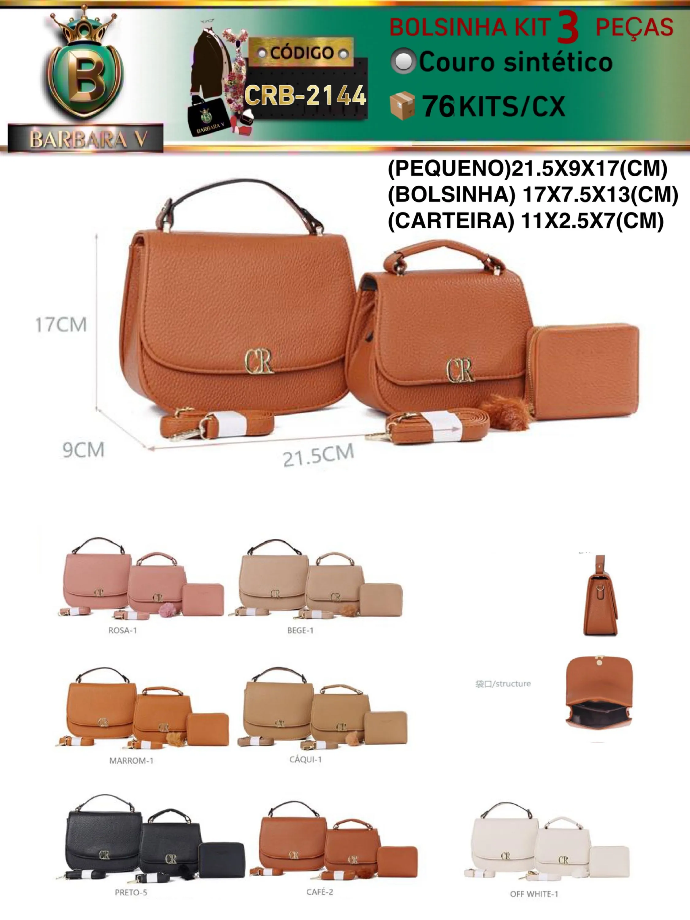 BARBARA V BOLSAS/bolsinha kit 3 peças(CRB-2144)